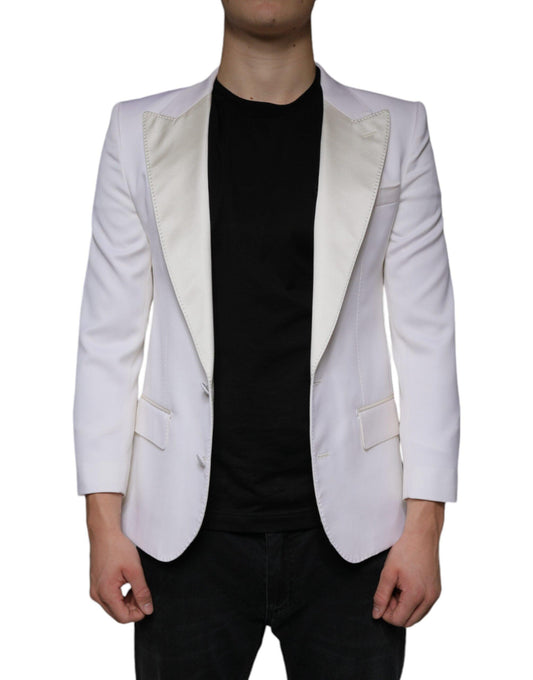 Dolce & Gabbana Off White Wool Single Breasted Dress Blazer - Arichezz.store