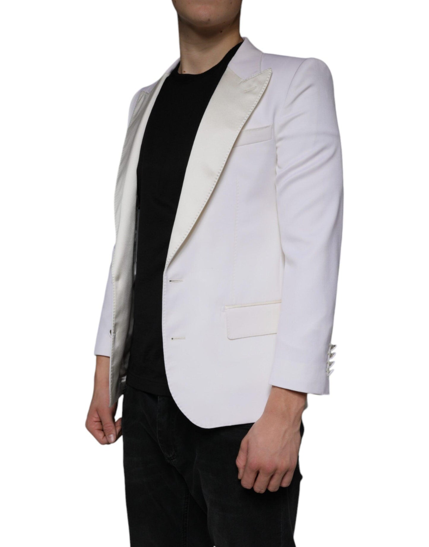 Dolce & Gabbana Off White Wool Single Breasted Dress Blazer - Arichezz.store