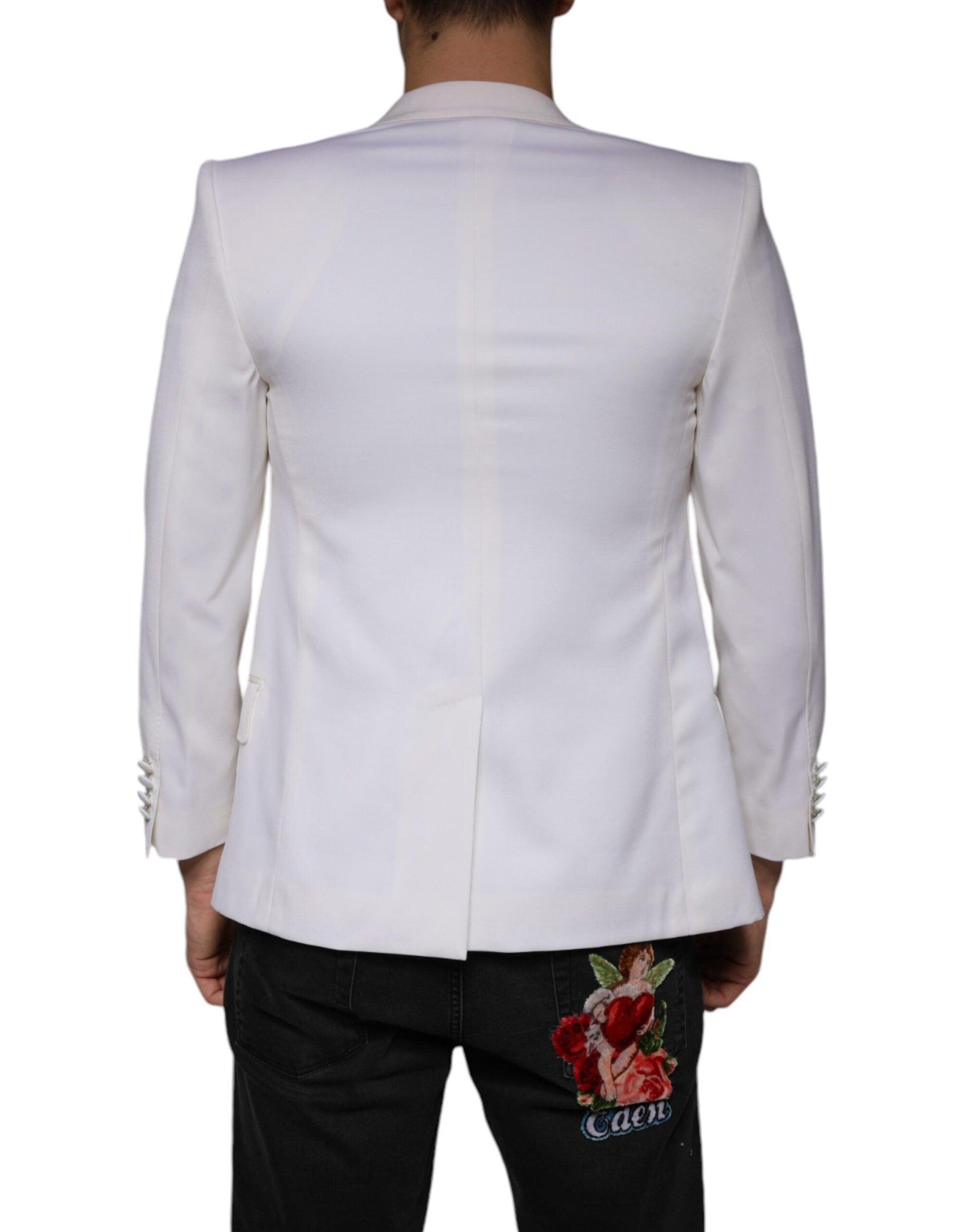 Dolce & Gabbana Off White Wool Single Breasted Dress Blazer - Arichezz.store