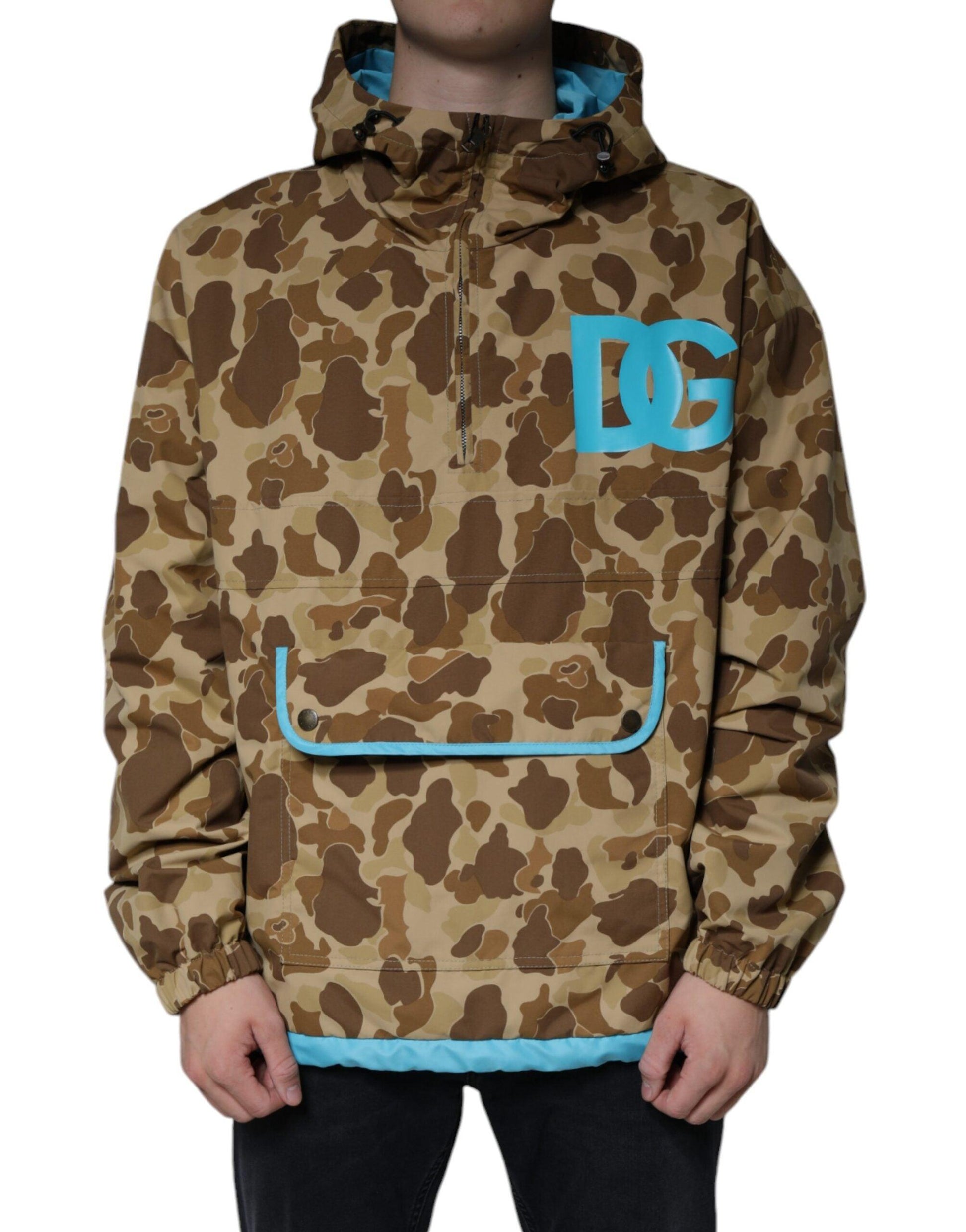 Dolce & Gabbana Brown Camouflage Hooded Pullover Jacket - Arichezz.store