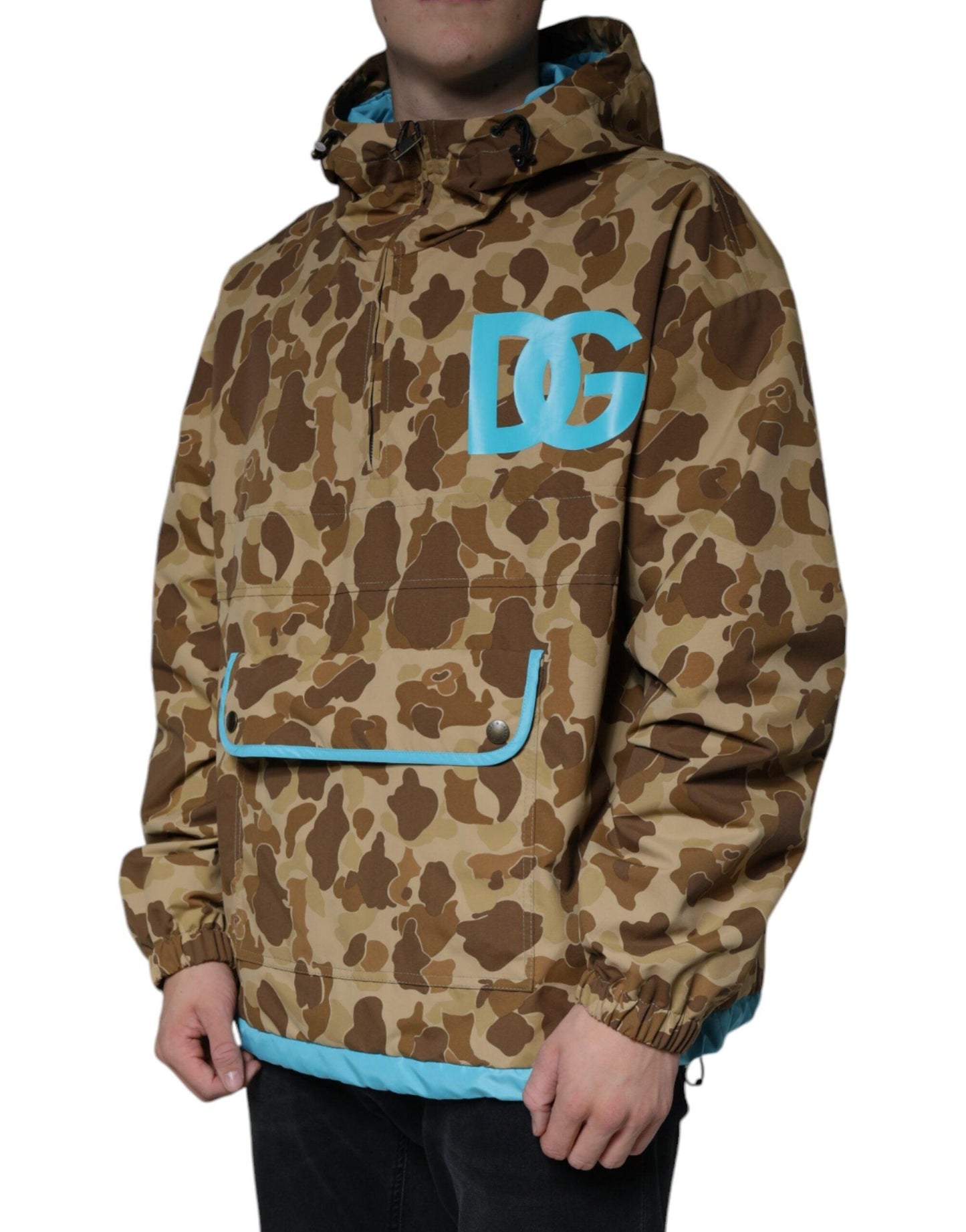 Dolce & Gabbana Brown Camouflage Hooded Pullover Jacket - Arichezz.store