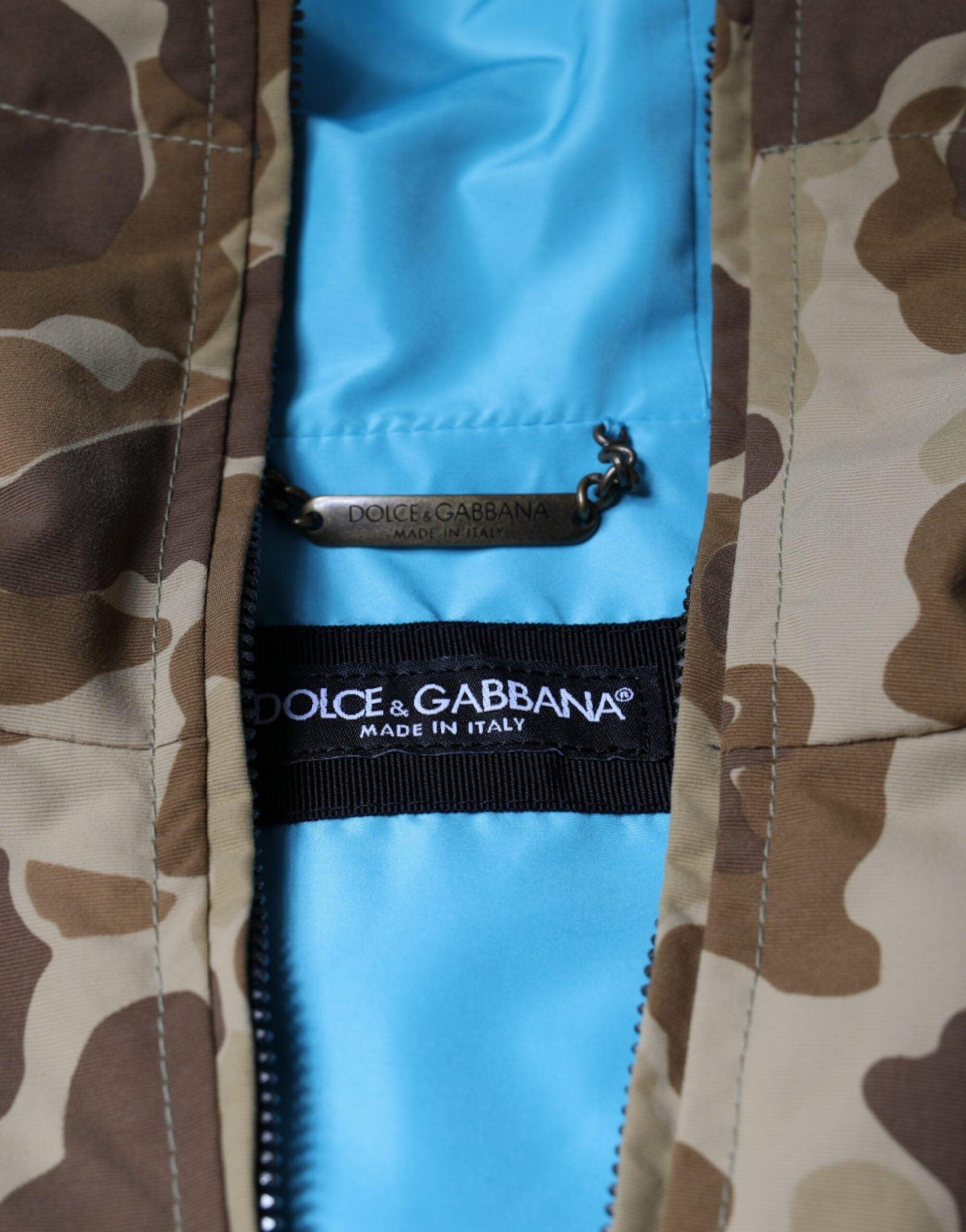 Dolce & Gabbana Brown Camouflage Hooded Pullover Jacket - Arichezz.store