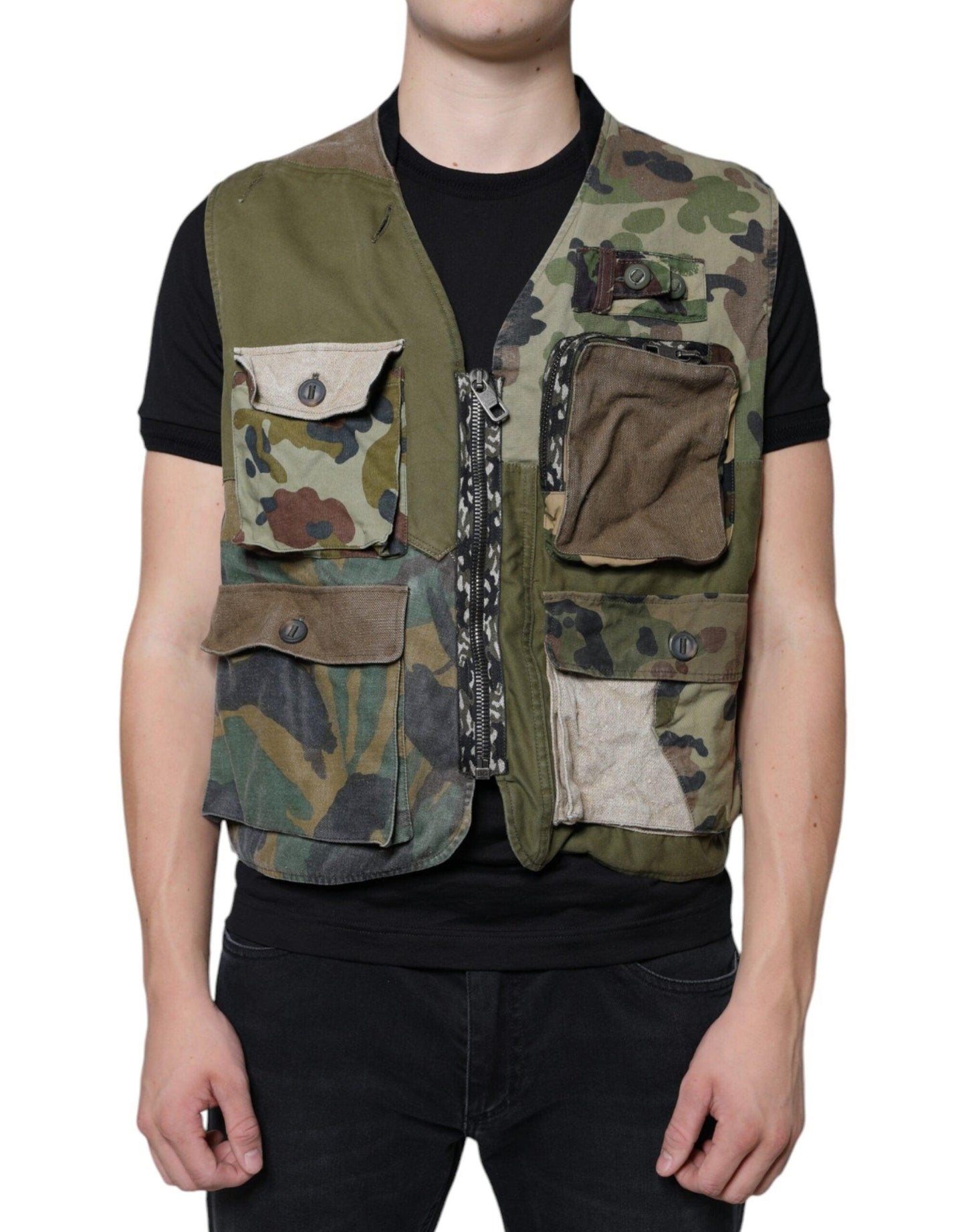 Dolce & Gabbana Multicolor Patchwork Sleeveless Vest Jacket - Arichezz.store