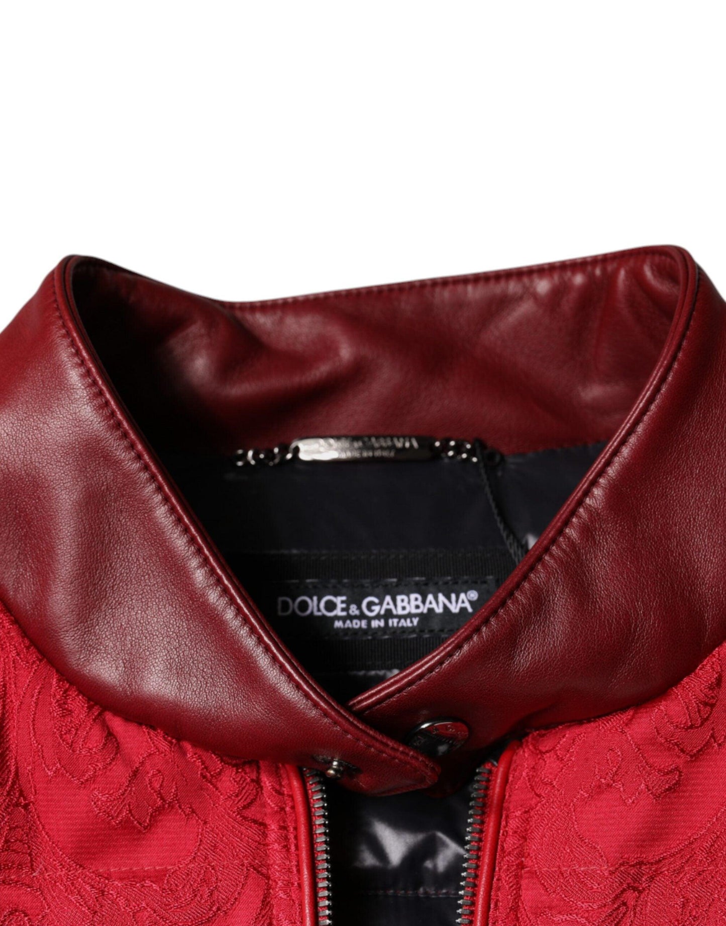 Dolce & Gabbana Red Quilted Bomber Gold Crown Logo Jacket - Arichezz.store