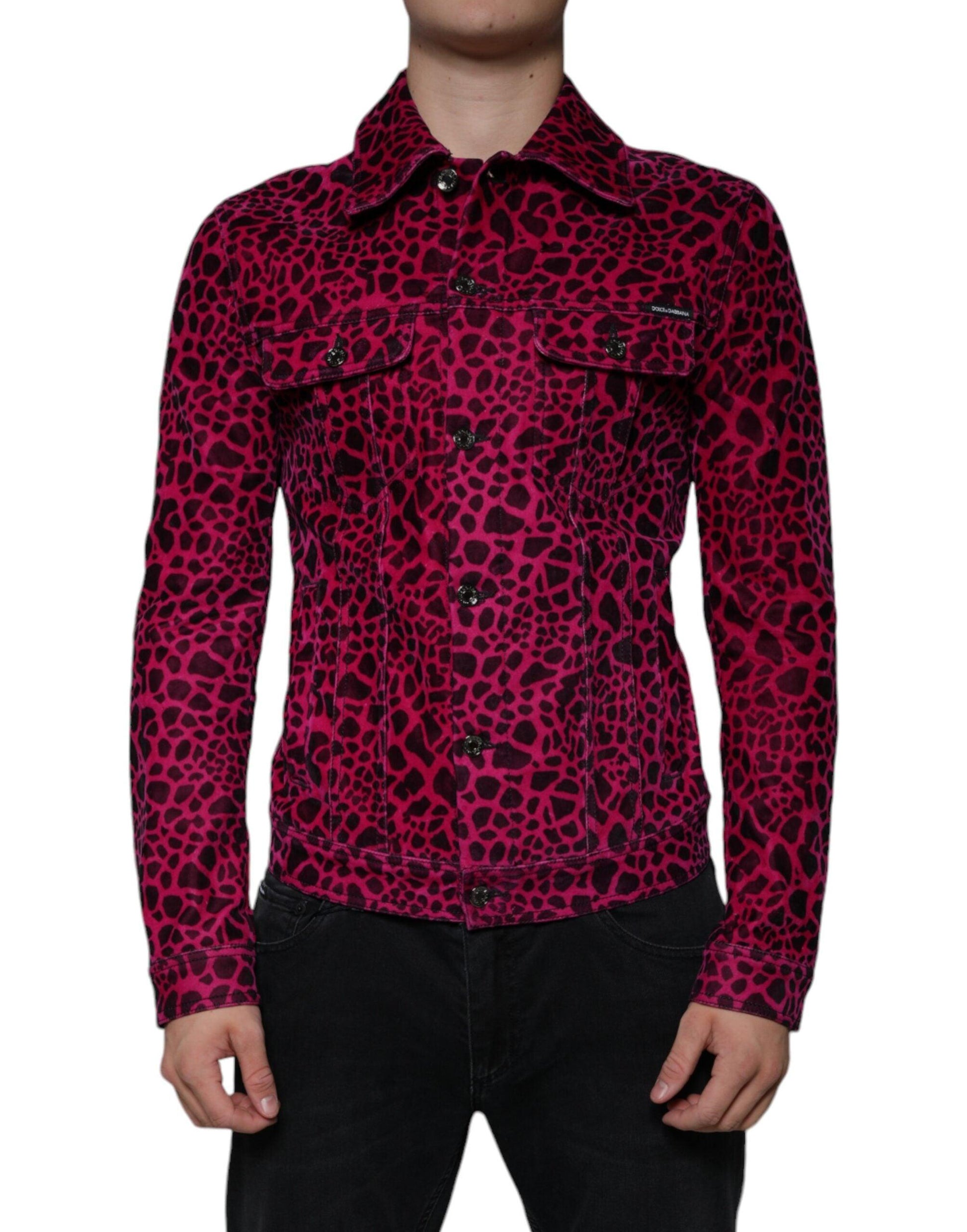 Dolce & Gabbana Fuchsia Leopard Button Down Collared Jacket - Arichezz.store