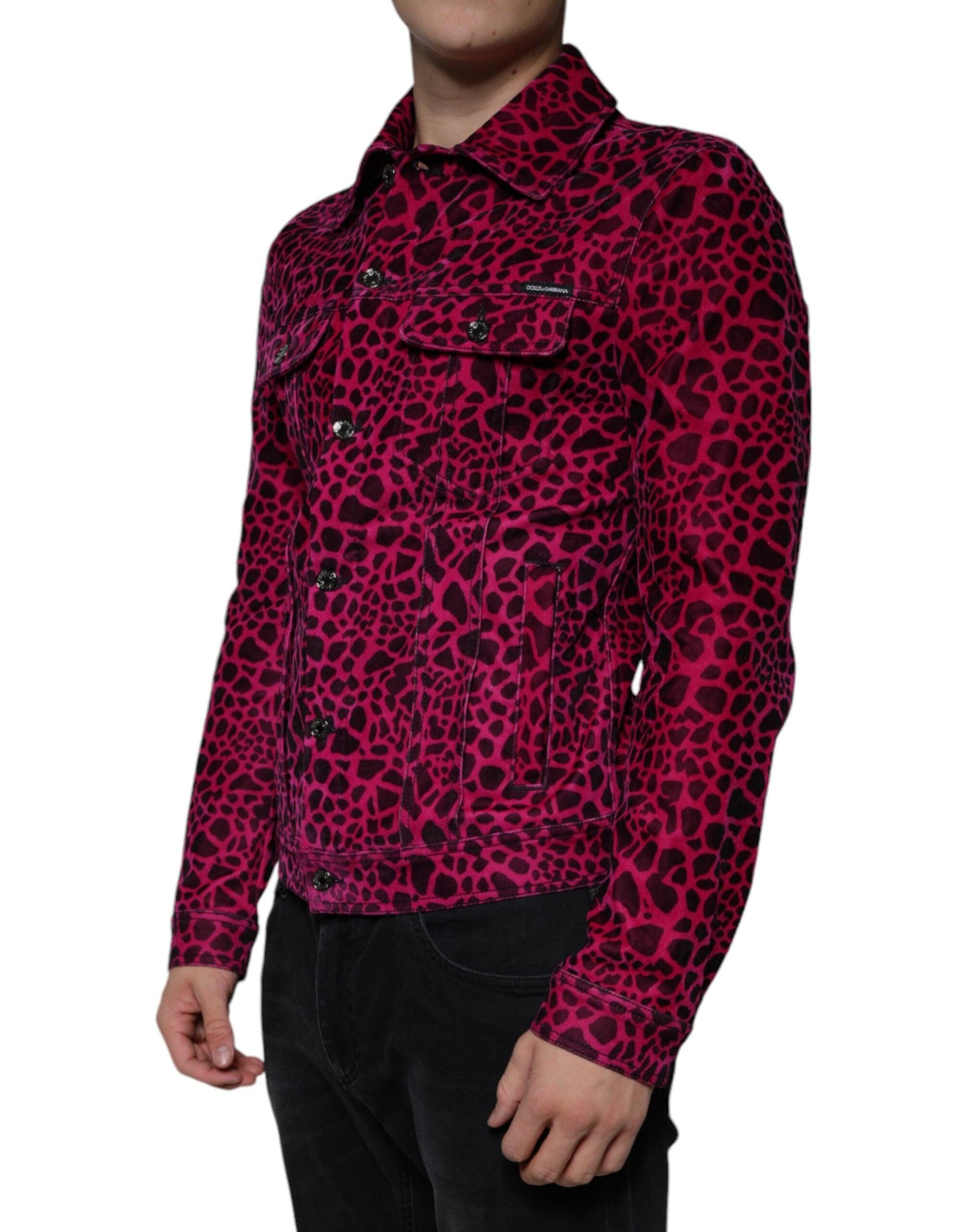 Dolce & Gabbana Fuchsia Leopard Button Down Collared Jacket - Arichezz.store