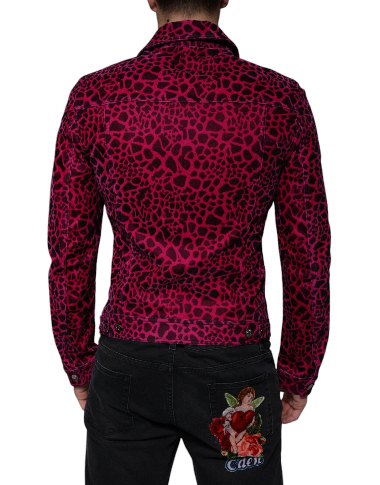 Dolce & Gabbana Fuchsia Leopard Button Down Collared Jacket - Arichezz.store