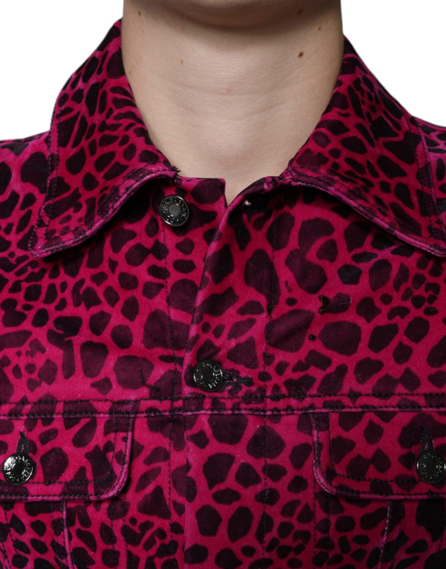 Dolce & Gabbana Fuchsia Leopard Button Down Collared Jacket - Arichezz.store