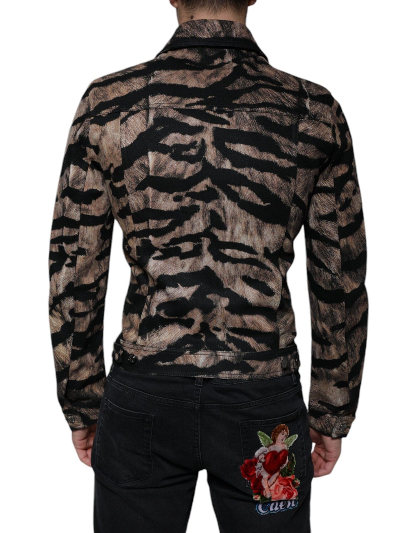 Dolce & Gabbana Brown Tiger Button Down Collared Jacket - Arichezz.store