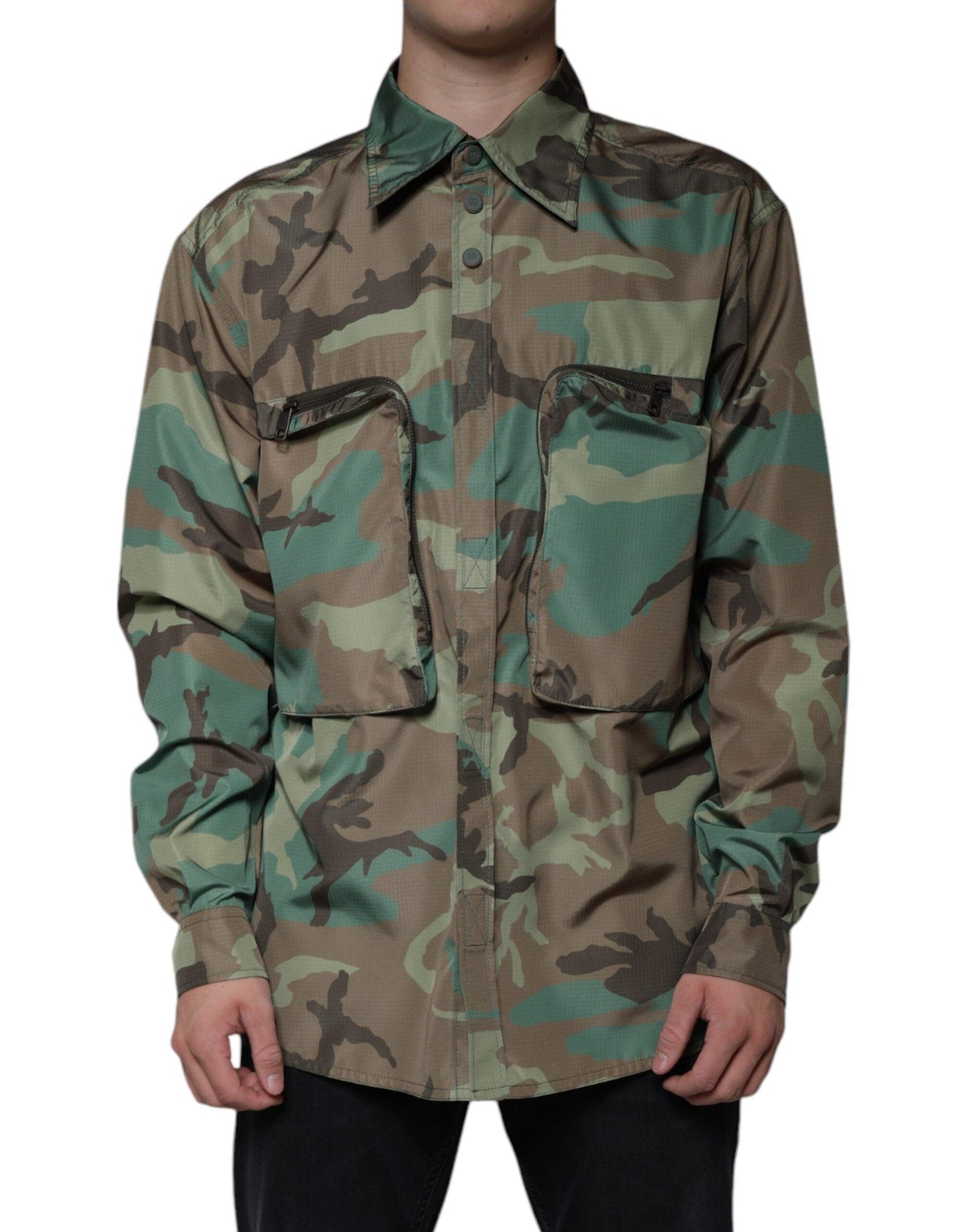 Dolce & Gabbana Multicolor Camouflage Button Down Shirt - Arichezz.store