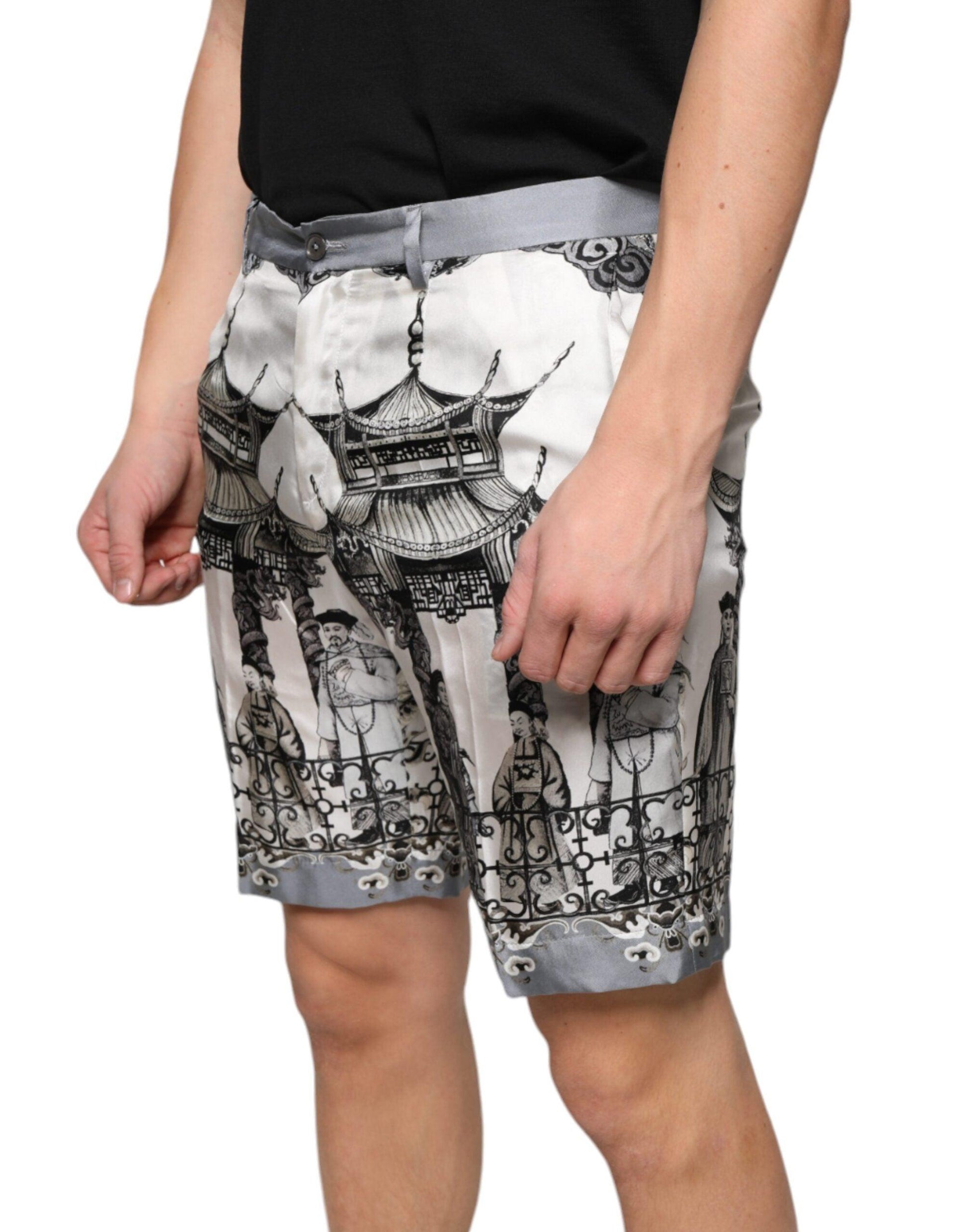 Dolce & Gabbana Multicolor Printed Silk Men Bermuda Shorts - Arichezz.store