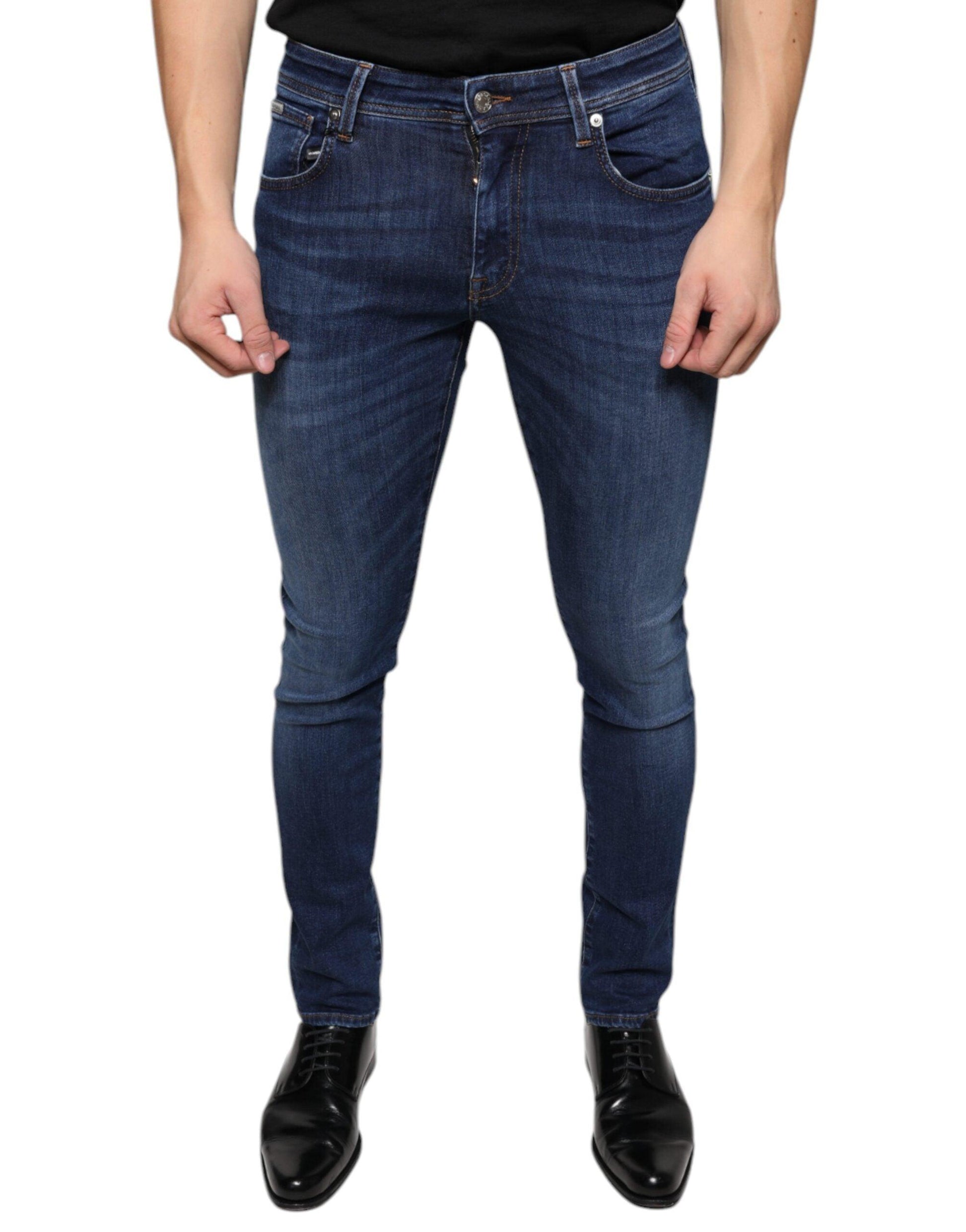 Dolce & Gabbana Dark Blue Cotton Stretch Skinny Denim Jeans - Arichezz.store