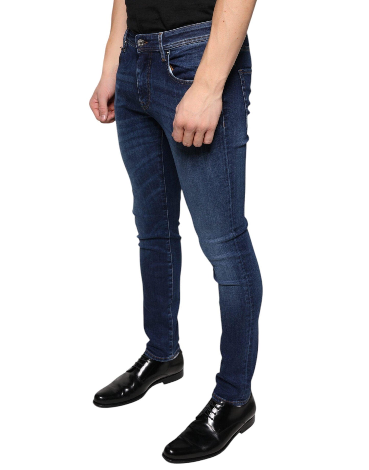 Dolce & Gabbana Dark Blue Cotton Stretch Skinny Denim Jeans - Arichezz.store