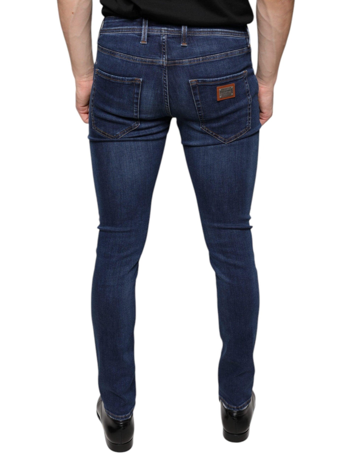 Dolce & Gabbana Dark Blue Cotton Stretch Skinny Denim Jeans - Arichezz.store