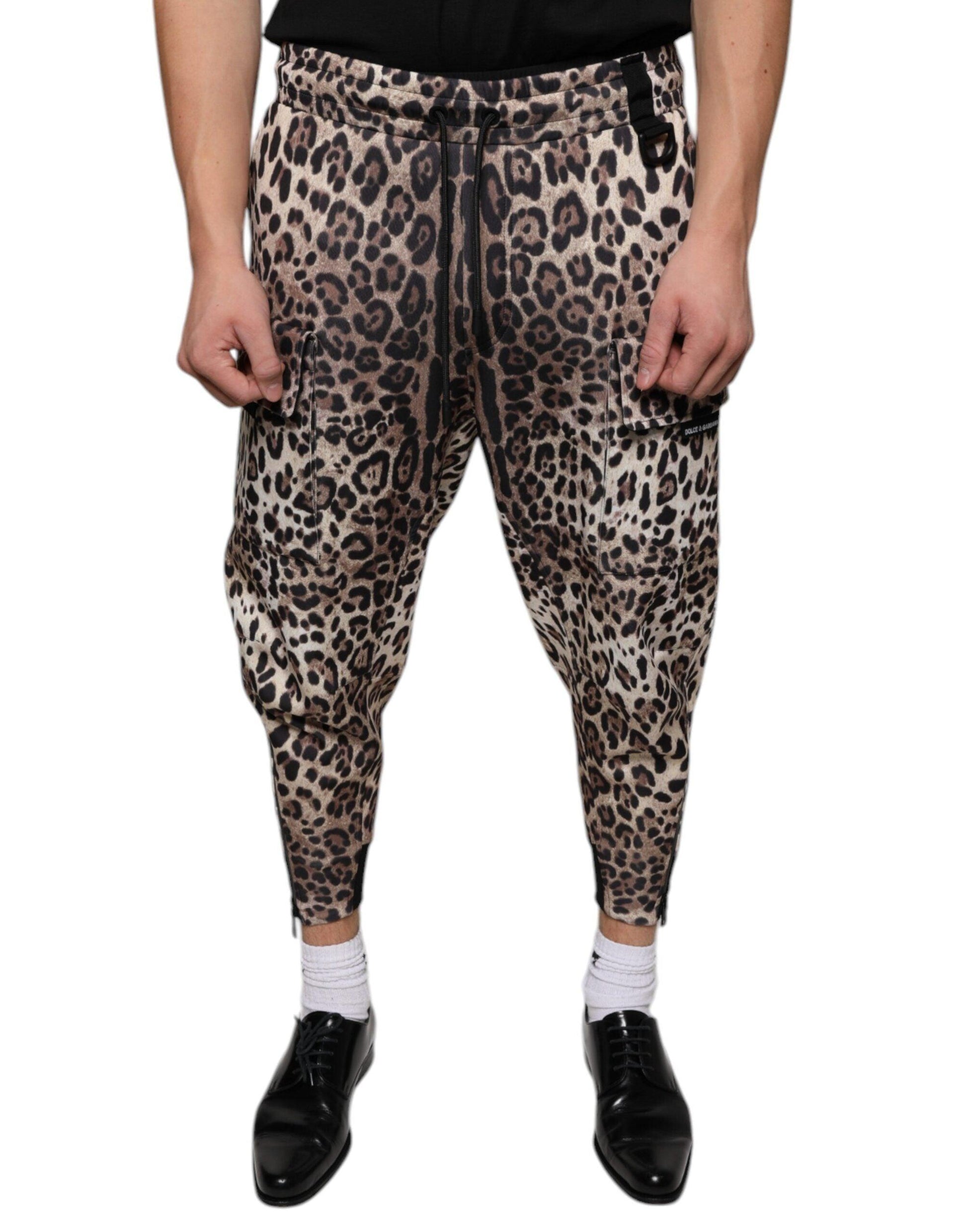 Dolce & Gabbana Brown Leopard Polyester Jogger Pants - Arichezz.store