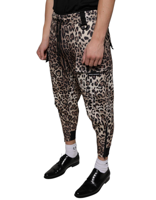 Dolce & Gabbana Brown Leopard Polyester Jogger Pants - Arichezz.store