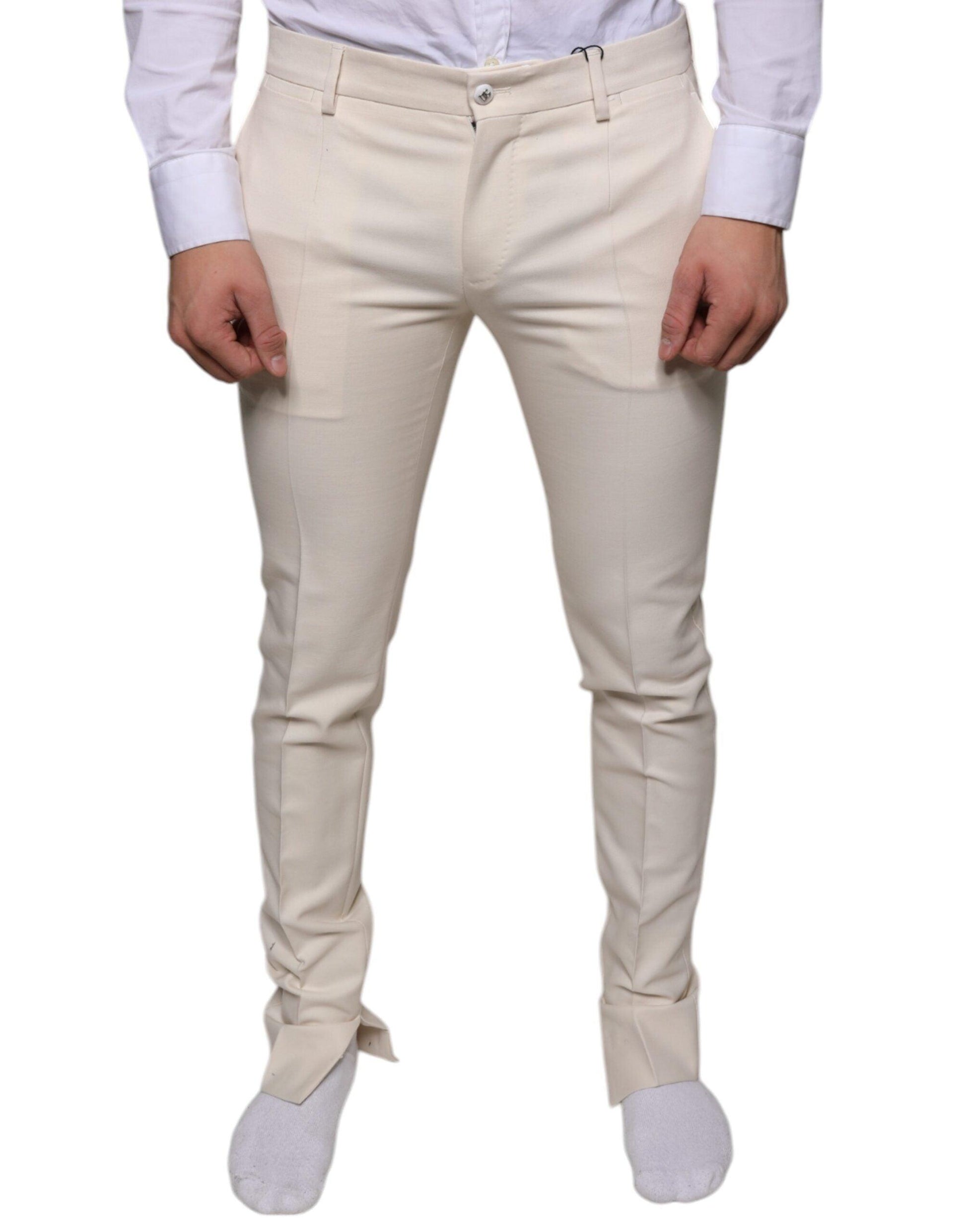 Dolce & Gabbana Off White Chino Wool Skinny Pants - Arichezz.store