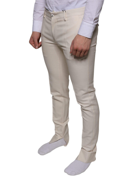 Dolce & Gabbana Off White Chino Wool Skinny Pants - Arichezz.store