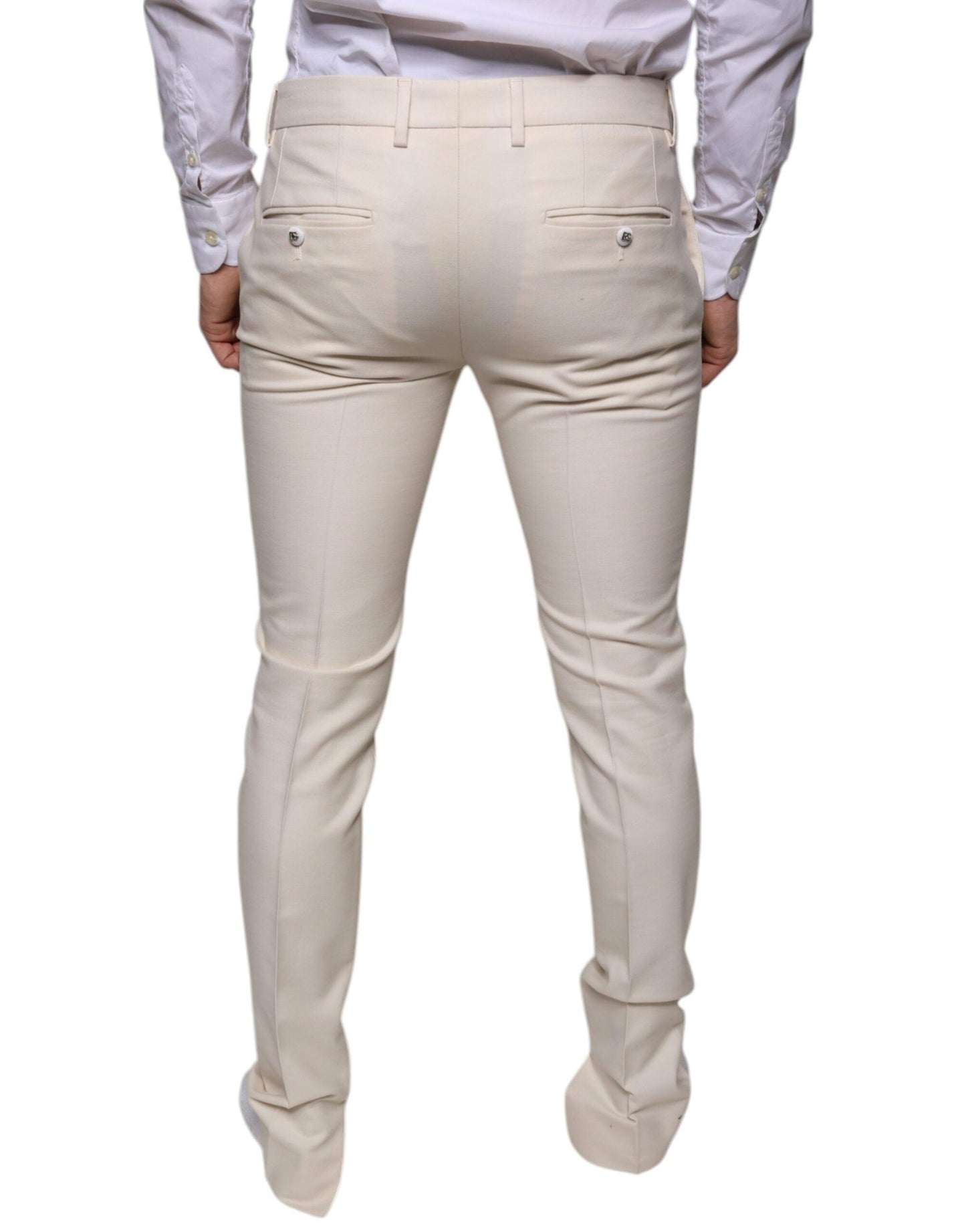 Dolce & Gabbana Off White Chino Wool Skinny Pants - Arichezz.store