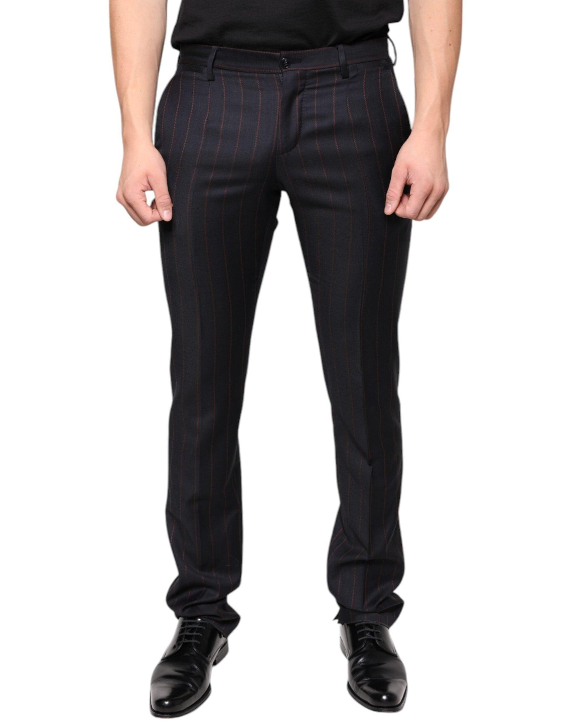 Dolce & Gabbana Black Stripes Skinny Men Dress Pants - Arichezz.store