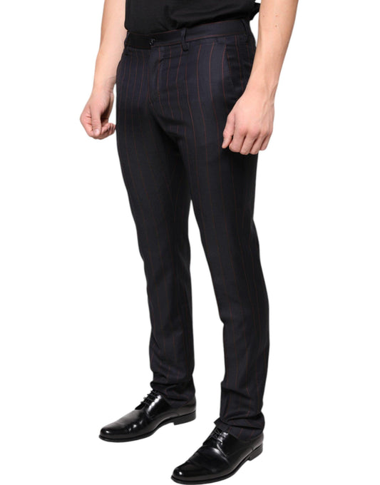 Dolce & Gabbana Black Stripes Skinny Men Dress Pants - Arichezz.store