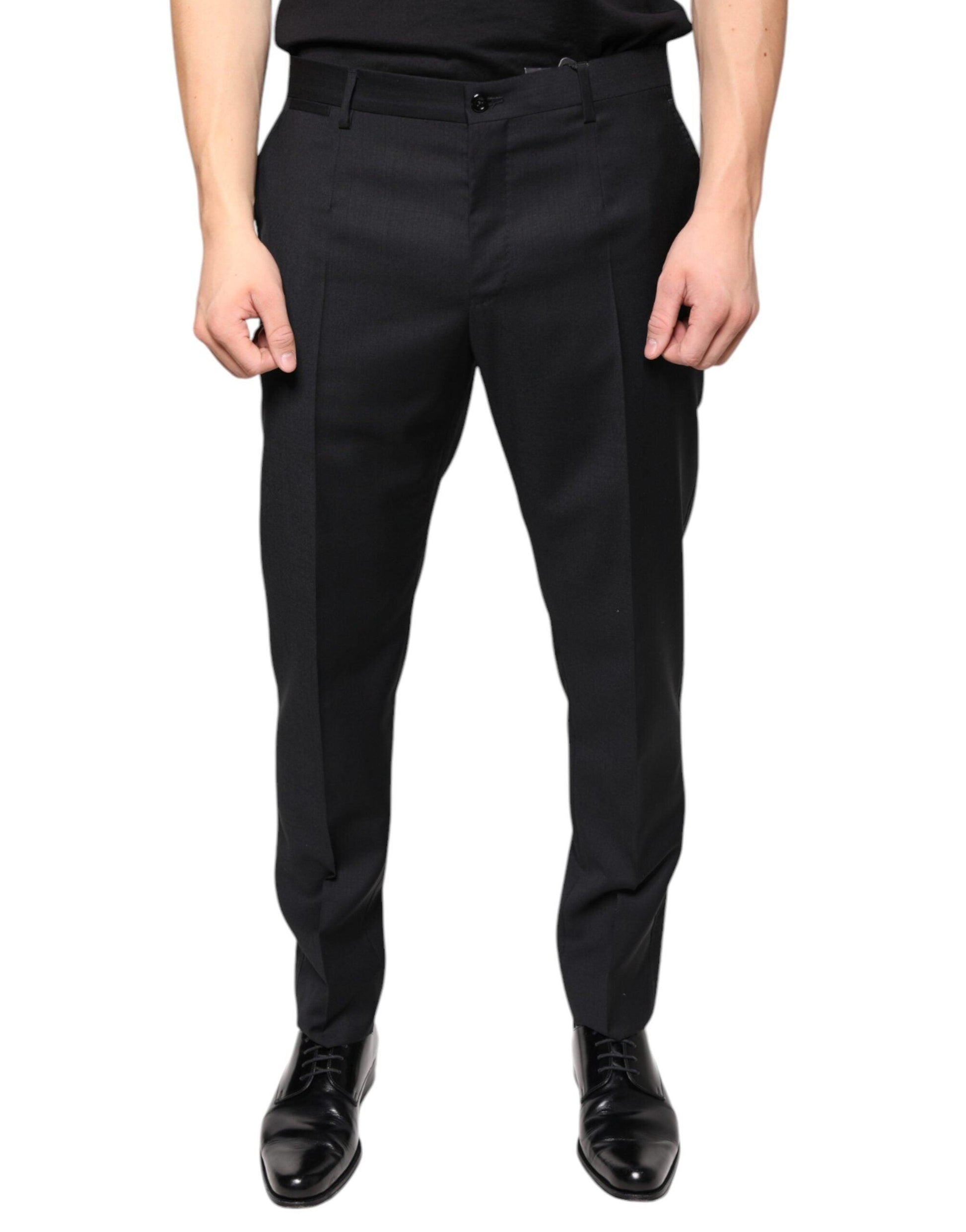 Dolce & Gabbana Black Wool Skinny Men Dress Pants - Arichezz.store