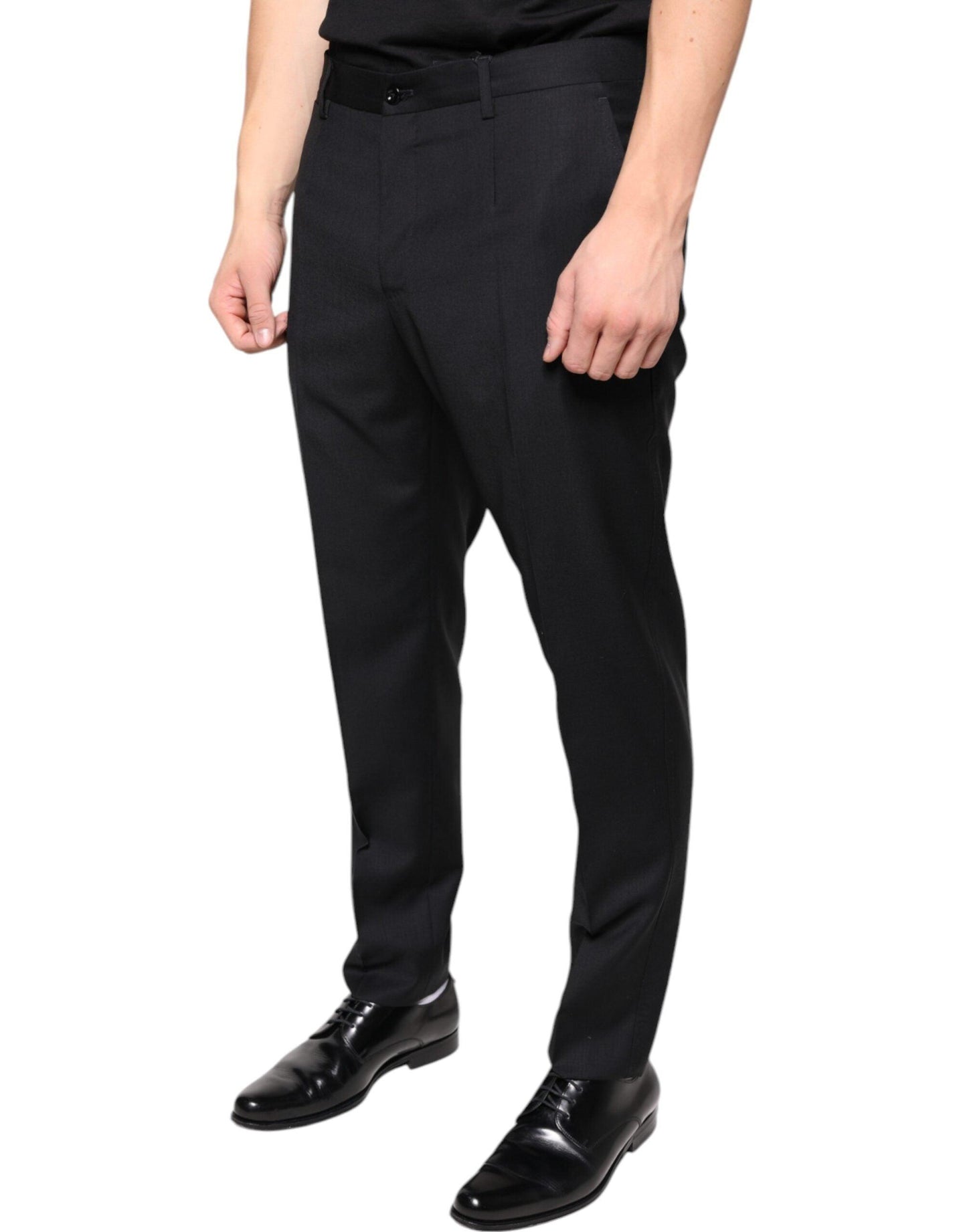 Dolce & Gabbana Black Wool Skinny Men Dress Pants - Arichezz.store