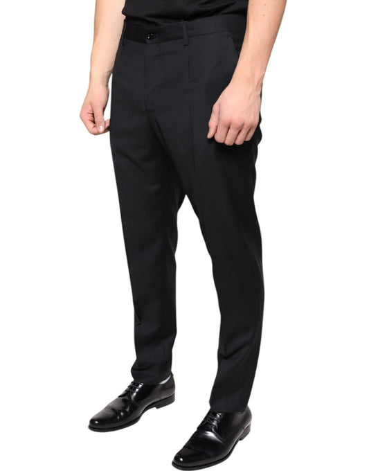 Dolce & Gabbana Black Wool Skinny Men Dress Pants - Arichezz.store