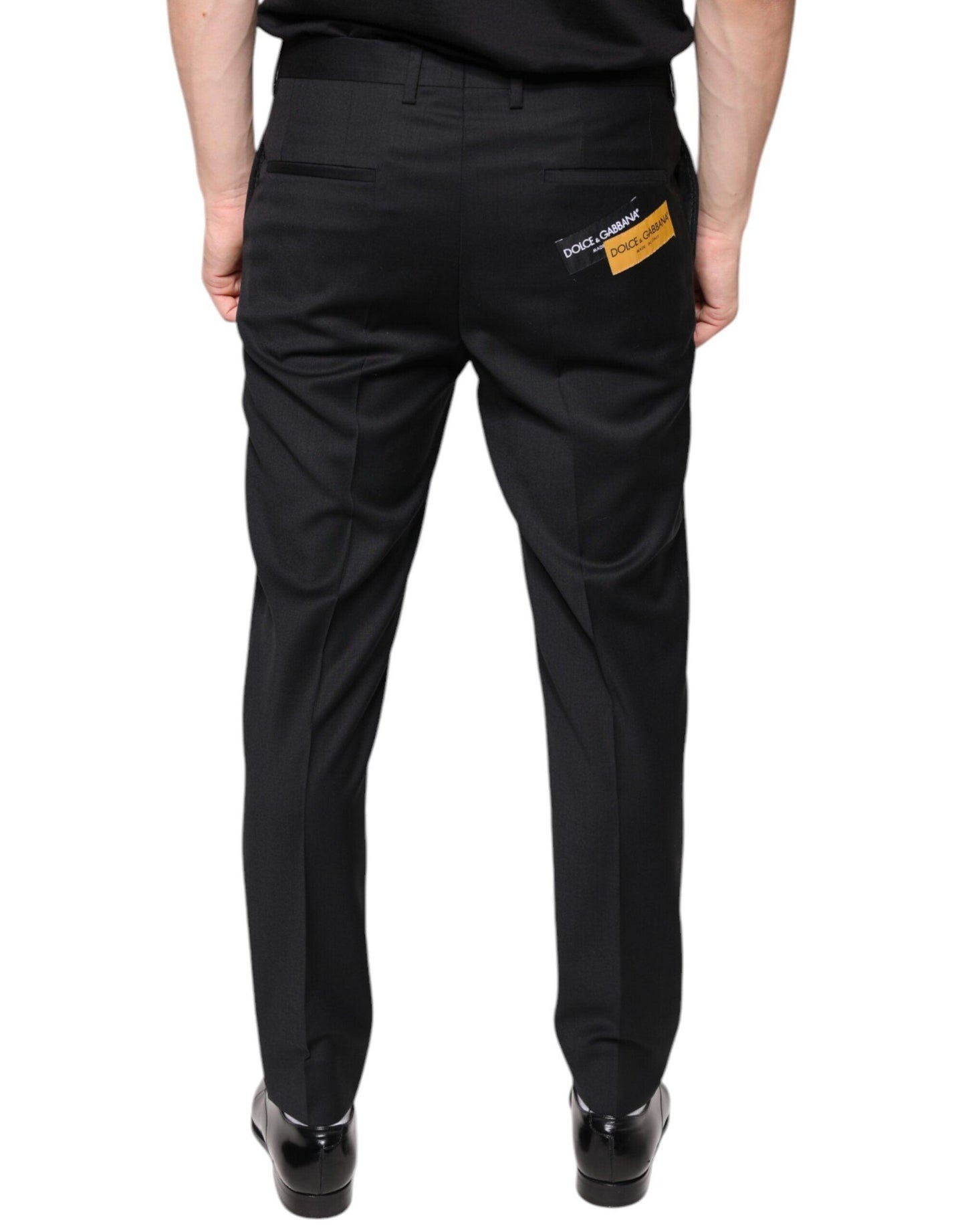 Dolce & Gabbana Black Wool Skinny Men Dress Pants - Arichezz.store