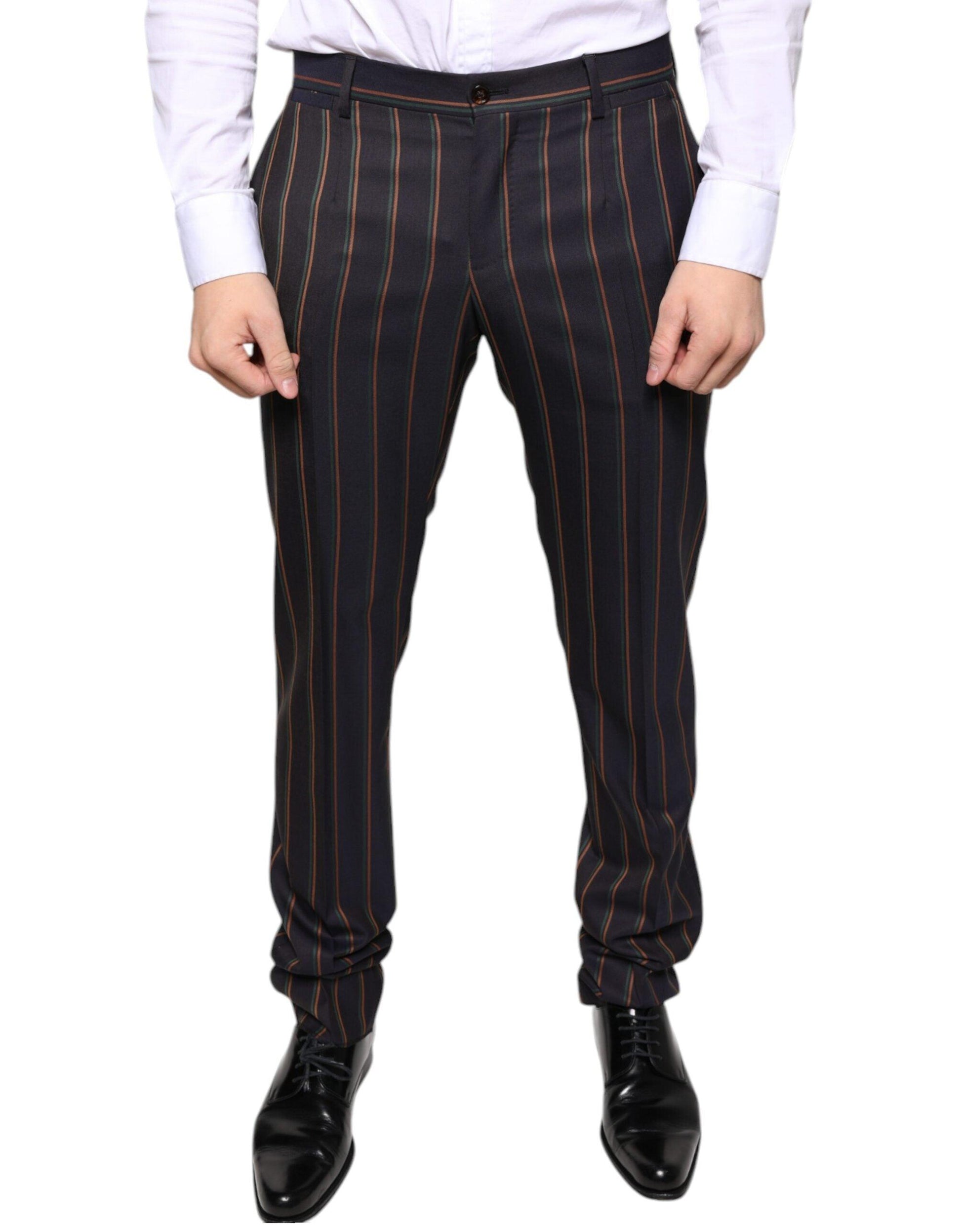 Dolce & Gabbana Brown Stripes Skinny Men Dress Pants - Arichezz.store