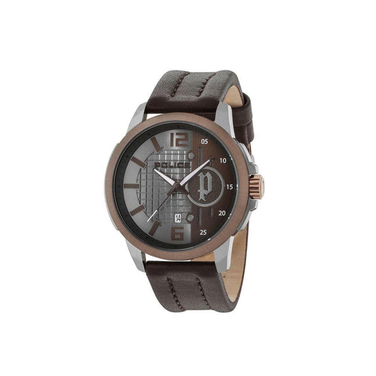 Police Brown Leather Watch - Arichezz.store