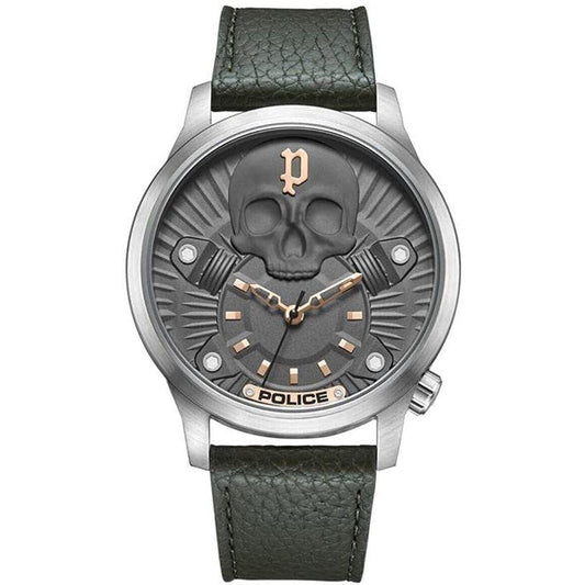 Police Green Leather Watch - Arichezz.store