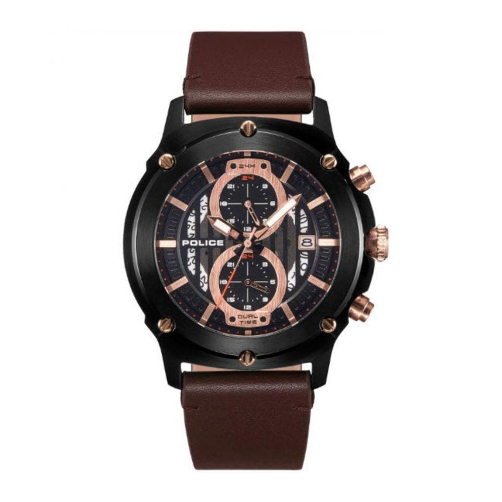 Police Brown Leather Watch - Arichezz.store