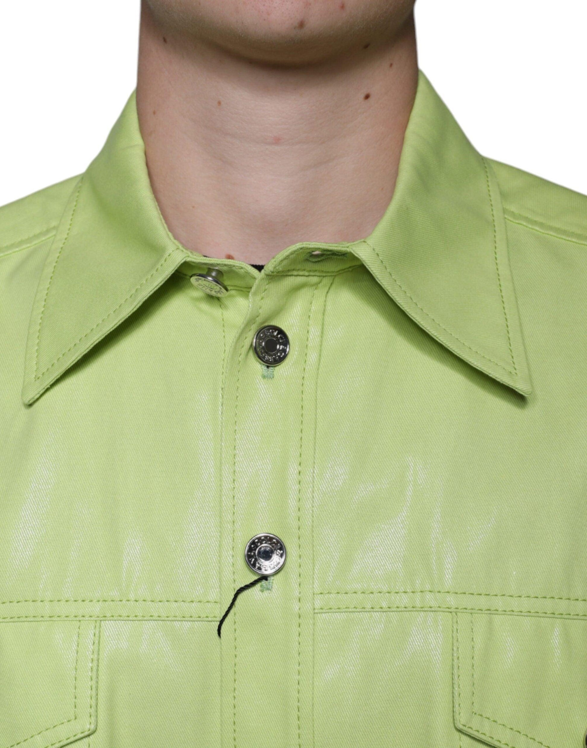 Dolce & Gabbana Green Cotton Collared Men Button Down Shirt - Arichezz.store