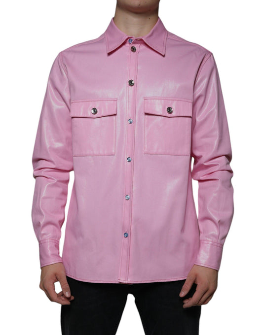 Dolce & Gabbana Pink Cotton Collared Button Down Shirt - Arichezz.store