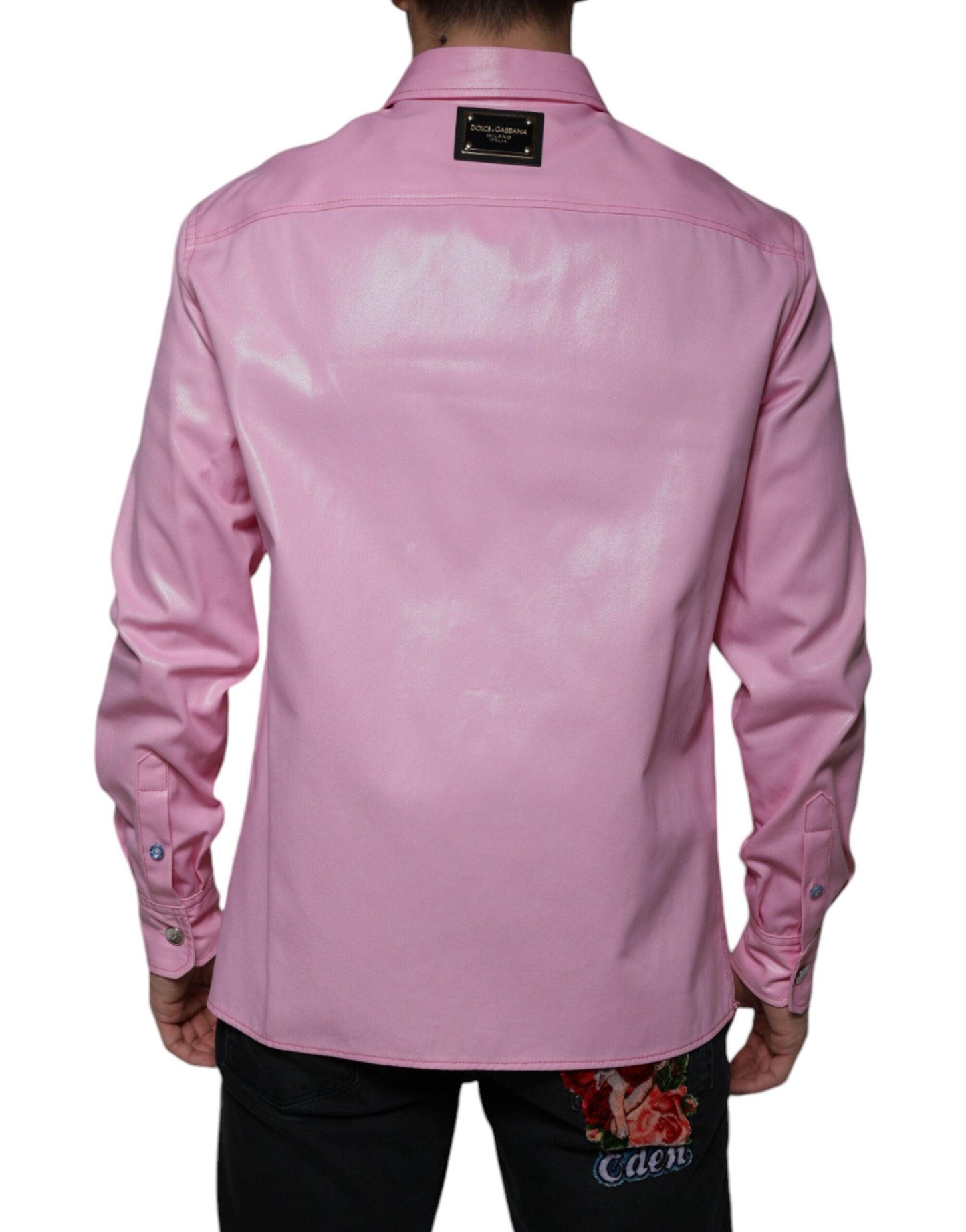 Dolce & Gabbana Pink Cotton Collared Button Down Shirt - Arichezz.store