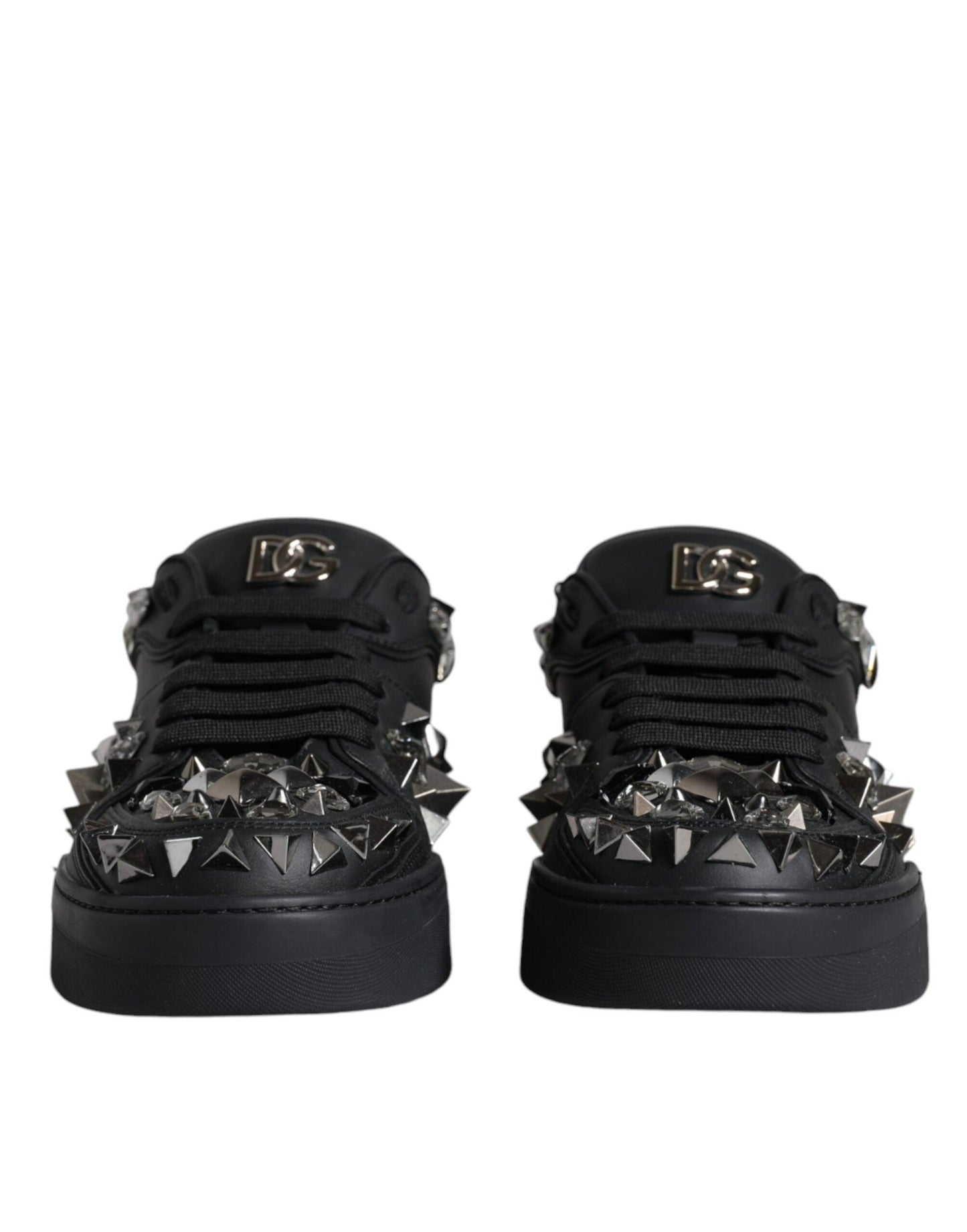 Dolce & Gabbana Black Studded Low Top Men Sneakers Shoes - Arichezz.store