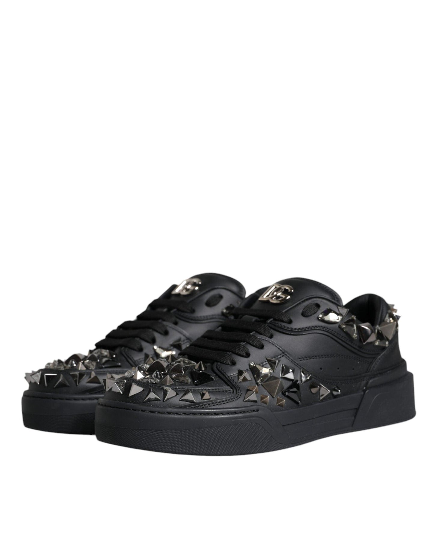 Dolce & Gabbana Black Studded Low Top Men Sneakers Shoes - Arichezz.store