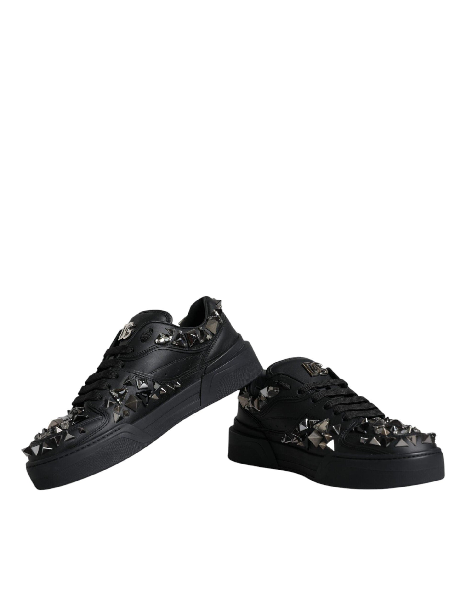 Dolce & Gabbana Black Studded Low Top Men Sneakers Shoes - Arichezz.store