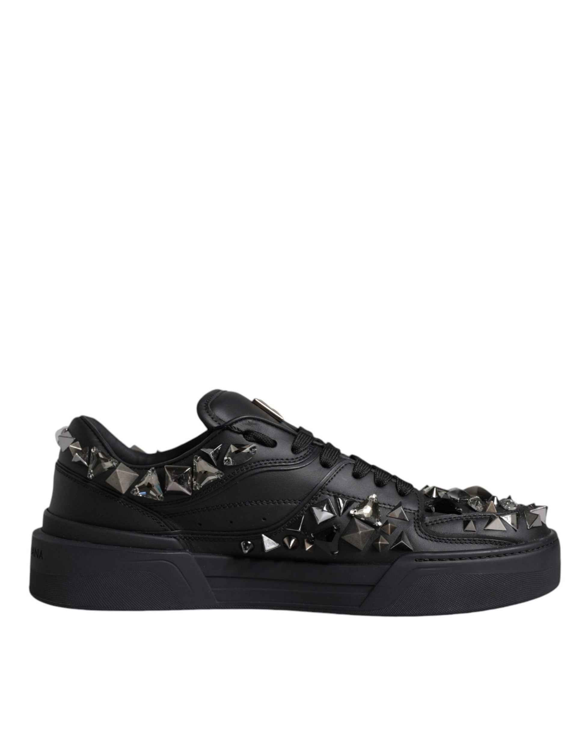 Dolce & Gabbana Black Studded Low Top Men Sneakers Shoes - Arichezz.store