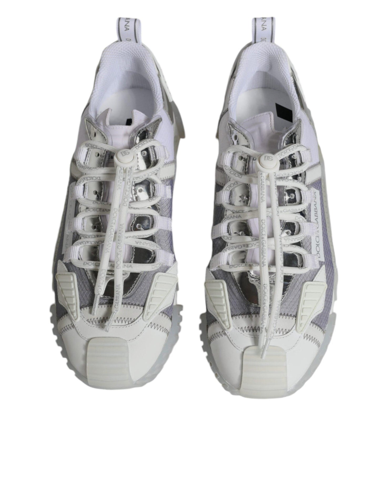 Dolce & Gabbana White Silver Low Top NS1 Sneakers Shoes - Arichezz.store