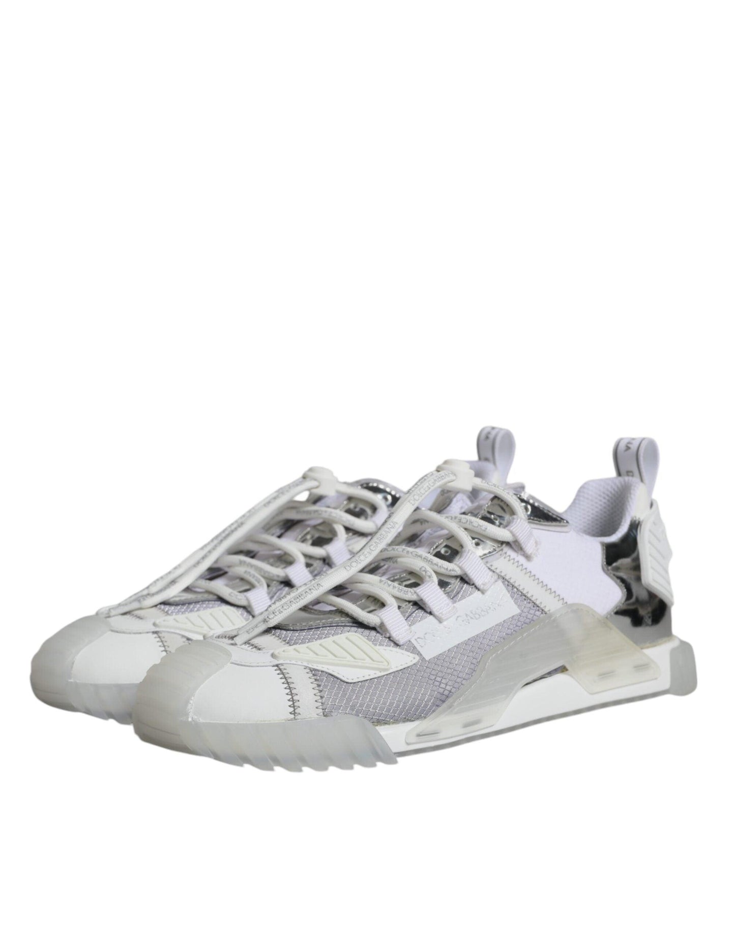 Dolce & Gabbana White Silver Low Top NS1 Sneakers Shoes - Arichezz.store