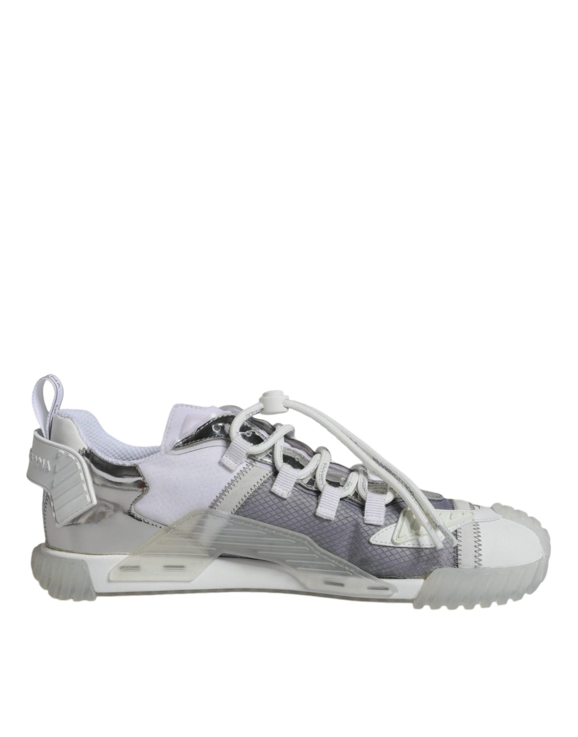 Dolce & Gabbana White Silver Low Top NS1 Sneakers Shoes - Arichezz.store