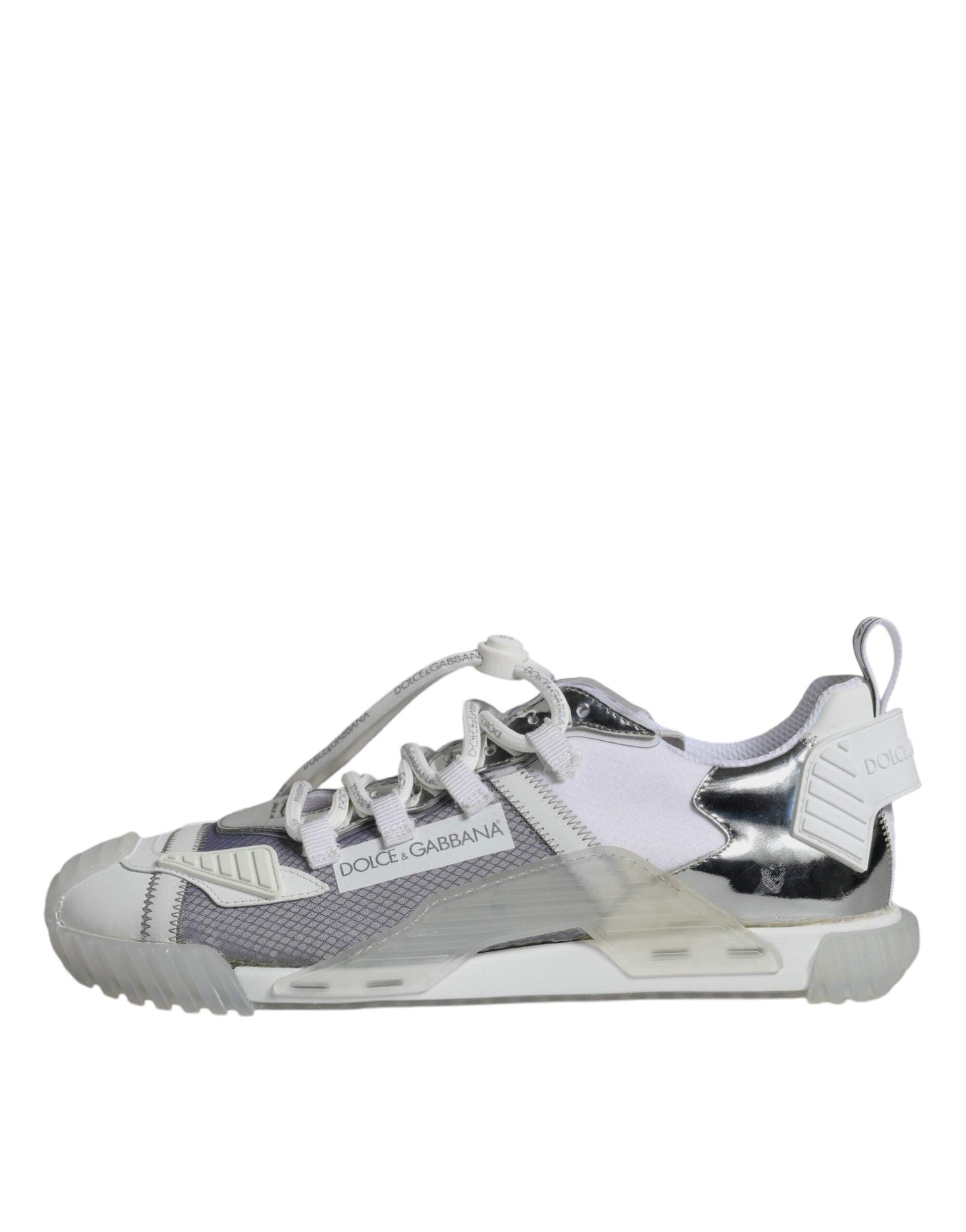 Dolce & Gabbana White Silver Low Top NS1 Sneakers Shoes - Arichezz.store