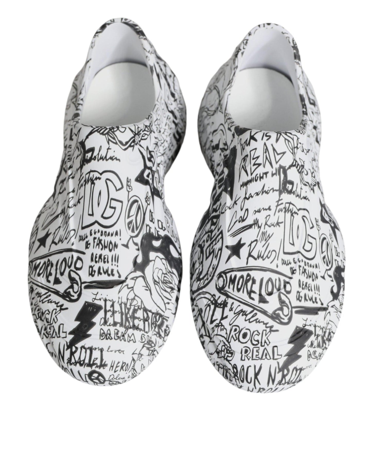 Dolce & Gabbana White Black Graffiti Daymaster Sneakers Shoes - Arichezz.store