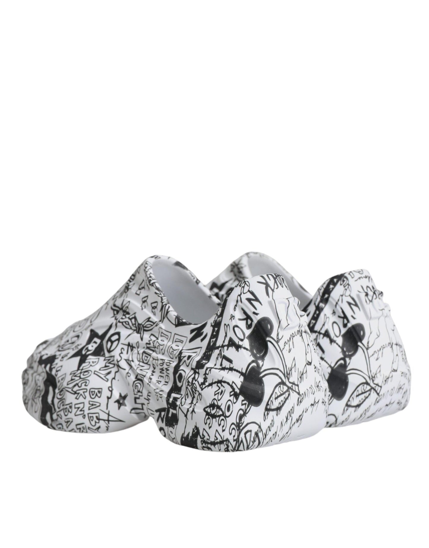 Dolce & Gabbana White Black Graffiti Daymaster Sneakers Shoes - Arichezz.store