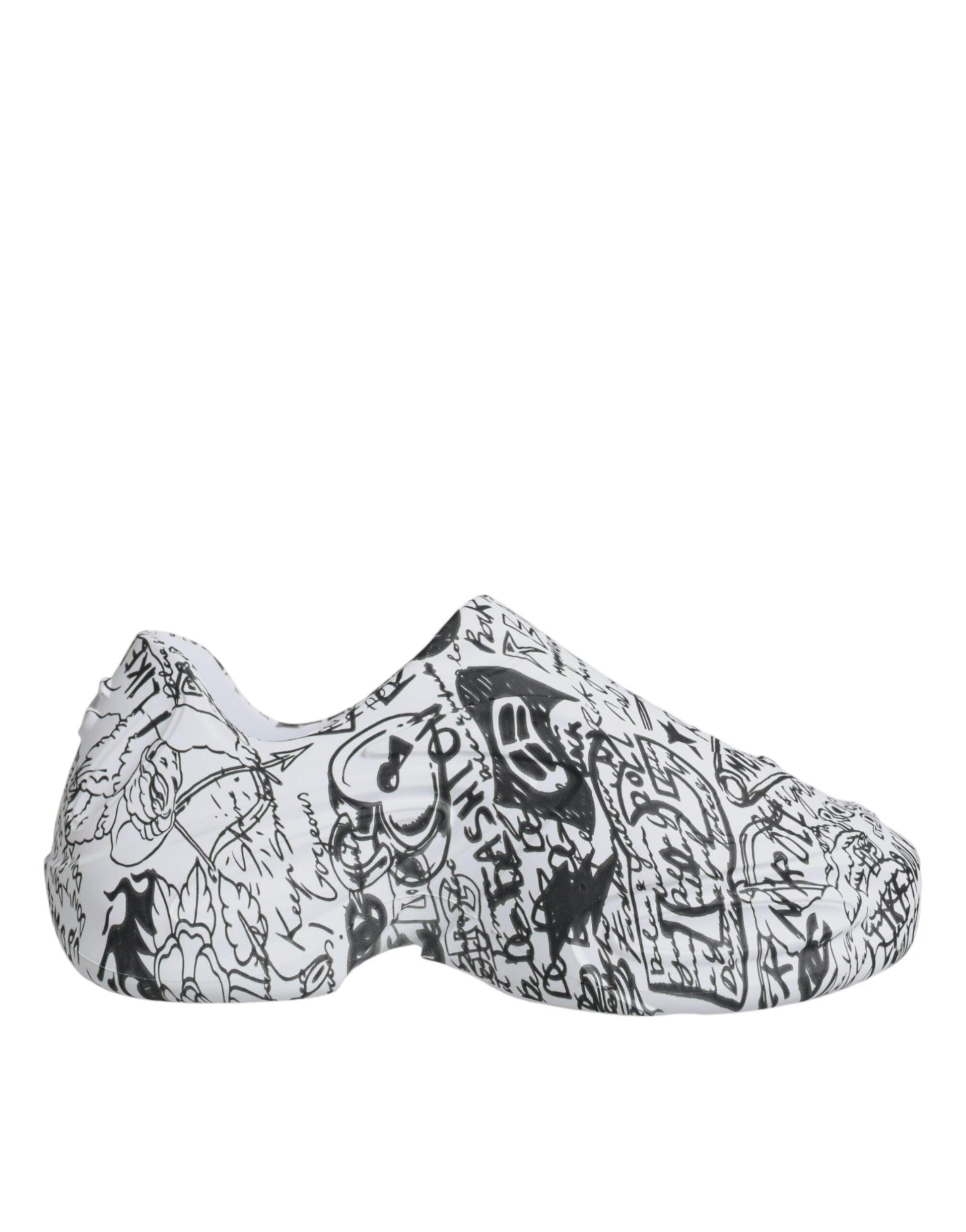 Dolce & Gabbana White Black Graffiti Daymaster Sneakers Shoes - Arichezz.store