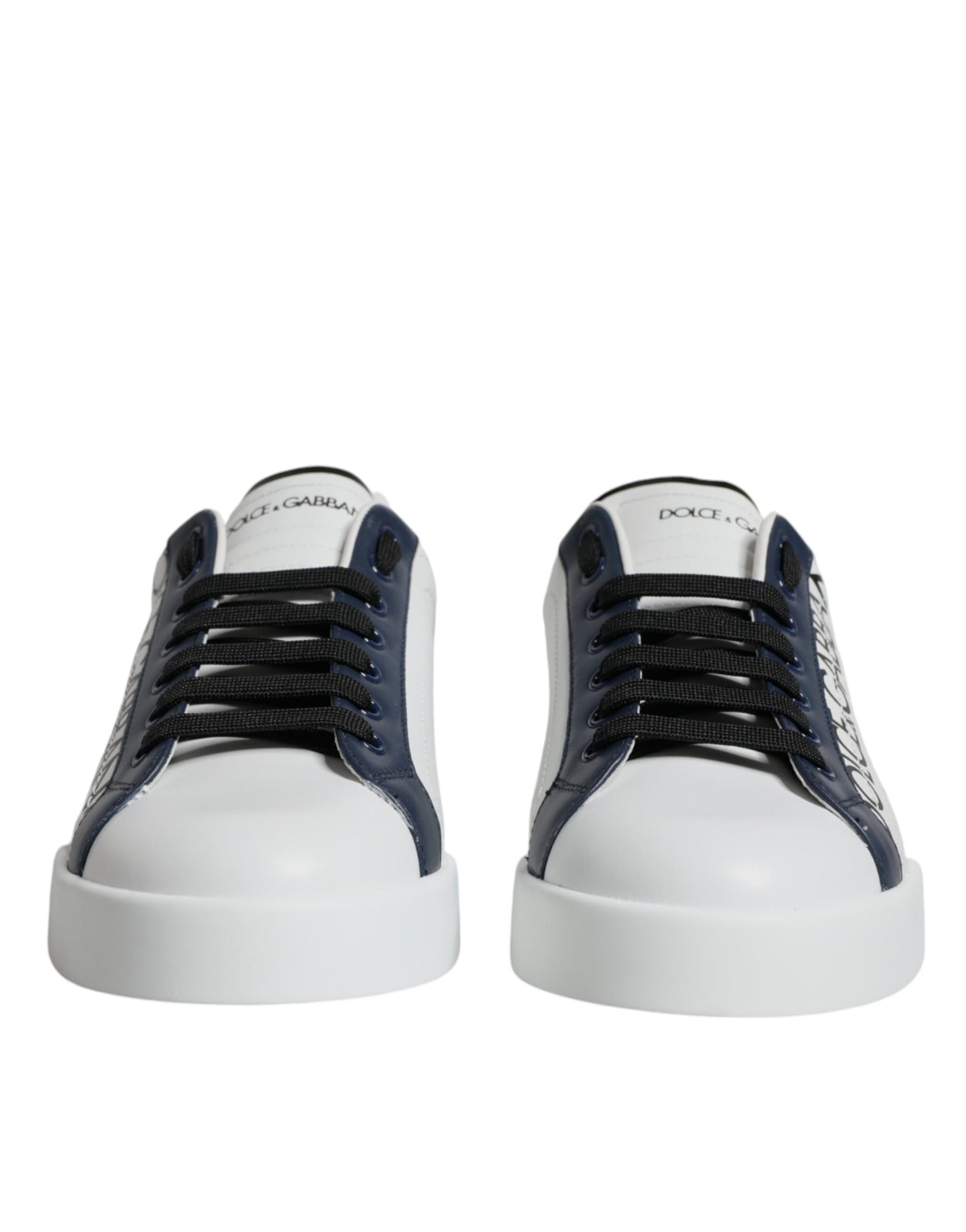 Dolce & Gabbana White Blue Leather Crown Milano Sneakers Shoes - Arichezz.store