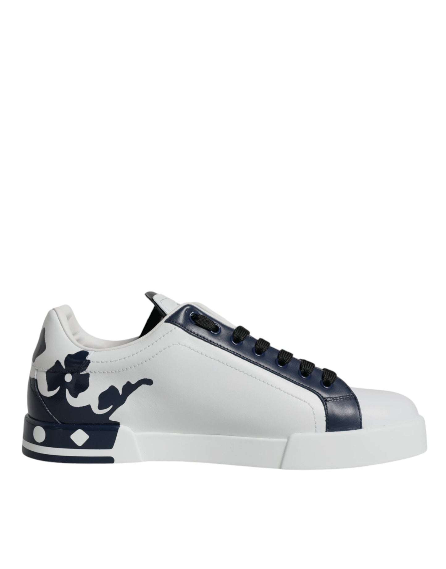 Dolce & Gabbana White Blue Leather Crown Milano Sneakers Shoes - Arichezz.store