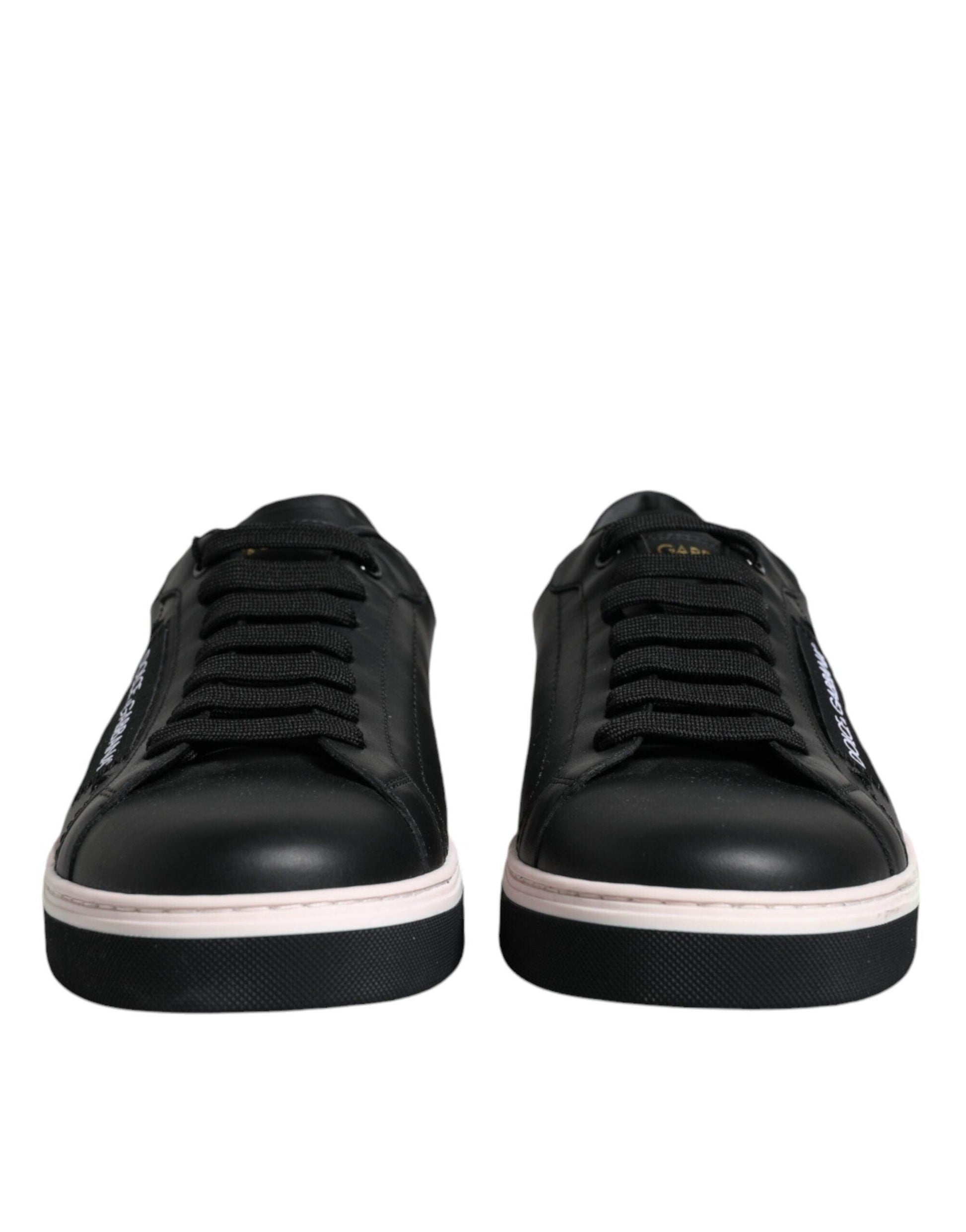 Dolce & Gabbana Black Leather Low Top Men Sneakers Shoes - Arichezz.store